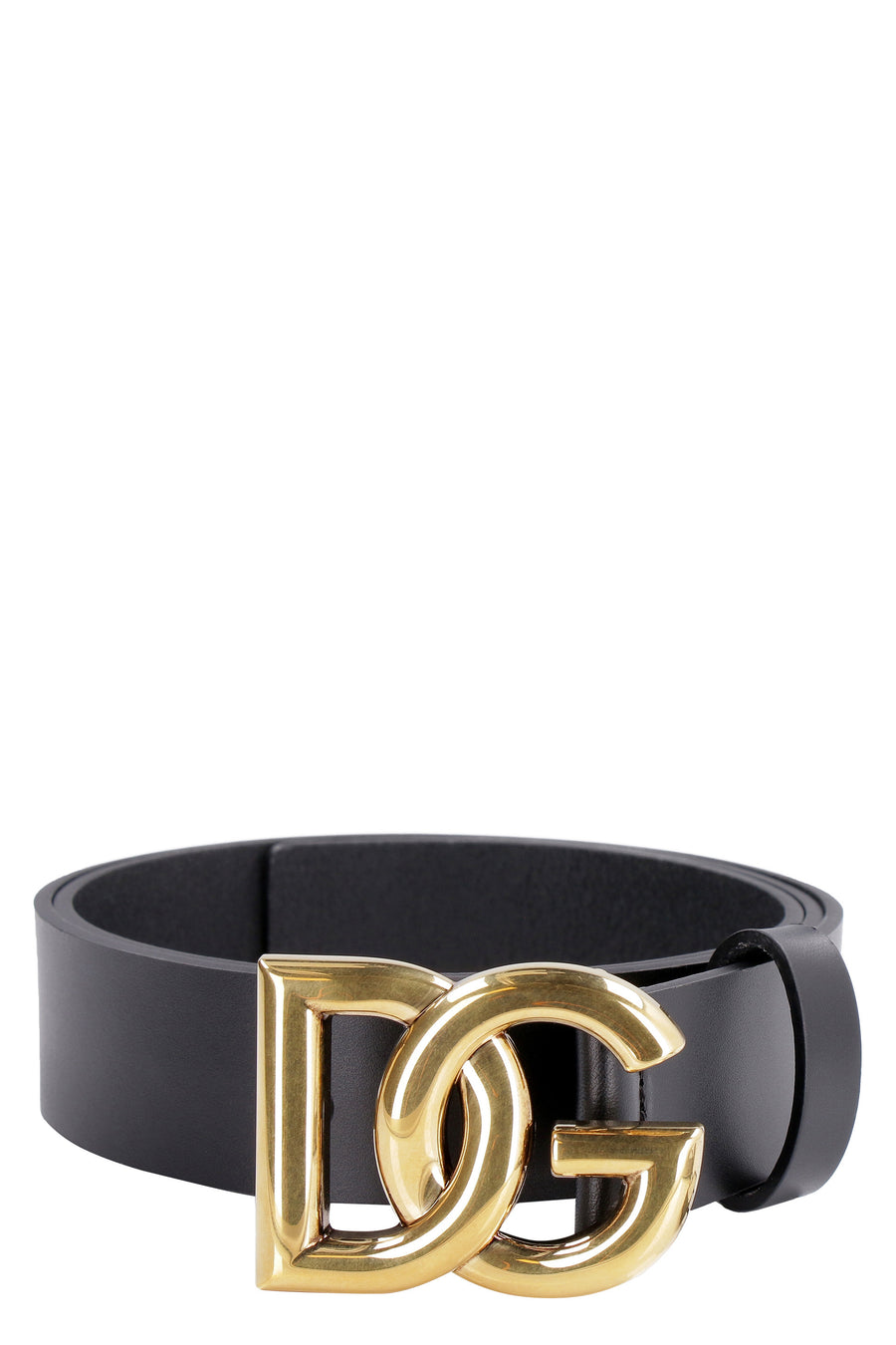 Dg Buckle Leather Belt Black Calf