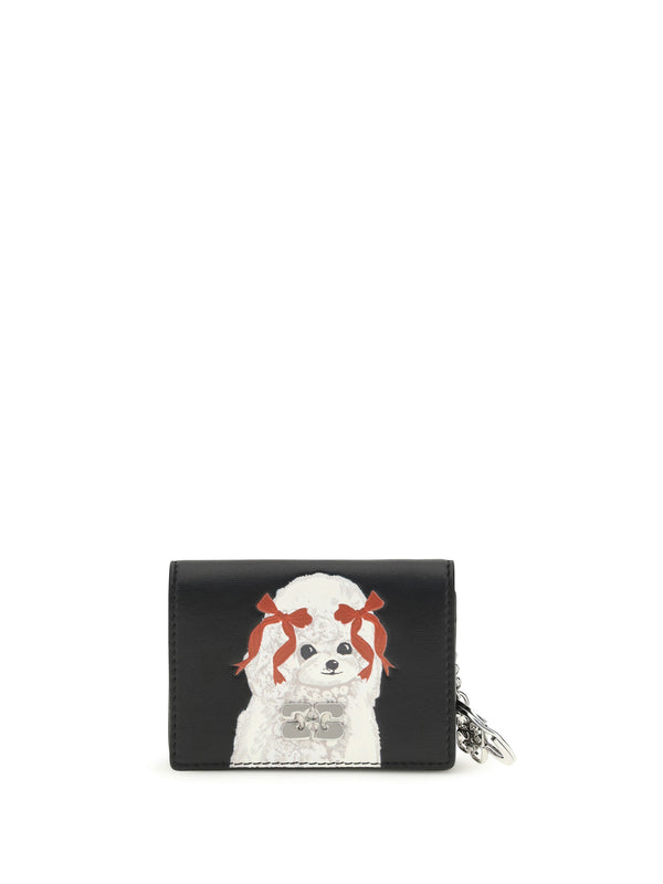 Ganni 16% Polyester card case in black