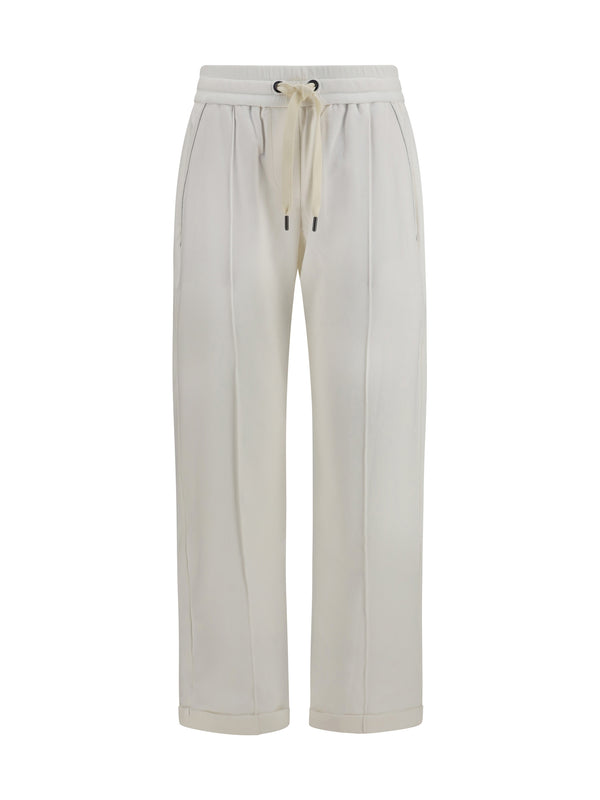 Track Stretch-Fleece Pants With Monili Detailing Naturale Cotton; Elastane