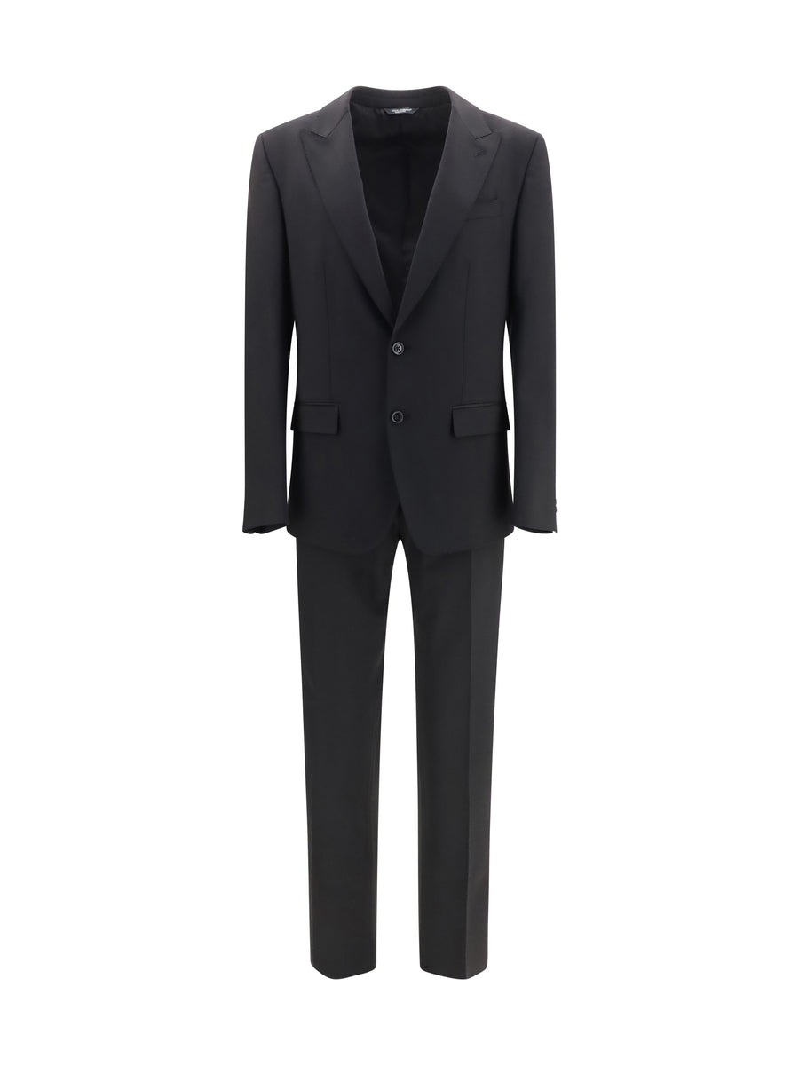 Martini Light Single-Breasted Wool Gabardine Suit Nero Suits