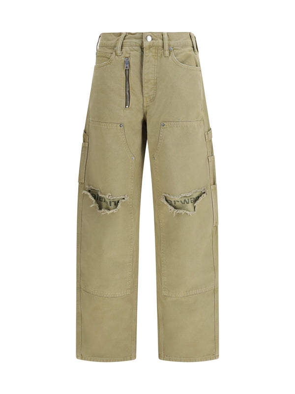 Alexander Wang 100% cotton cargo pants in green