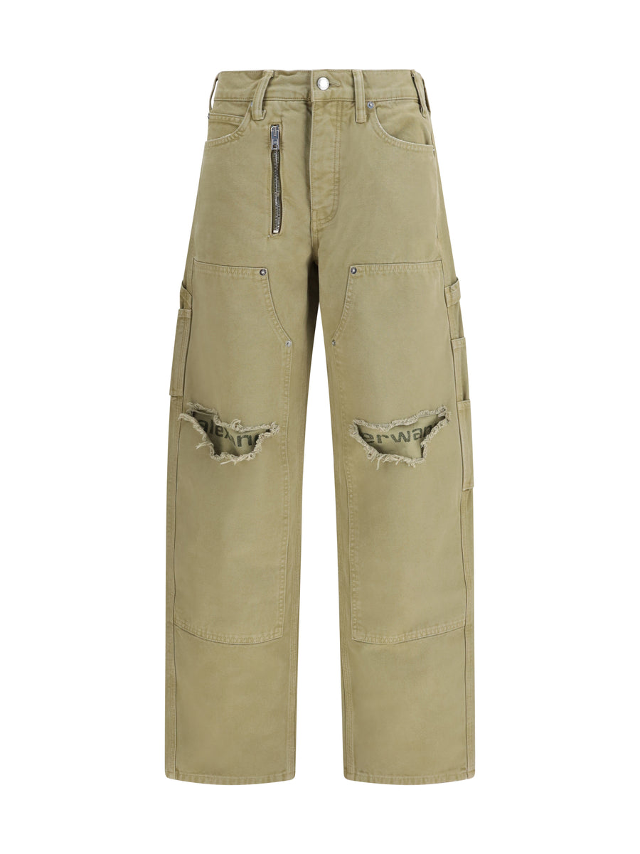 Alexander Wang 100% cotton cargo pants in green