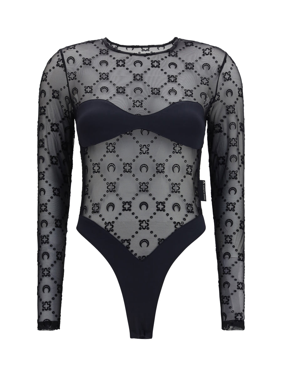 Marine Serre 86% Polyamide bodysuit in black