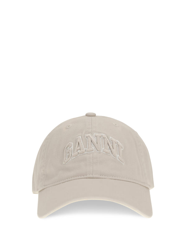 Ganni A6901 100% Cotton baseball cap in beige