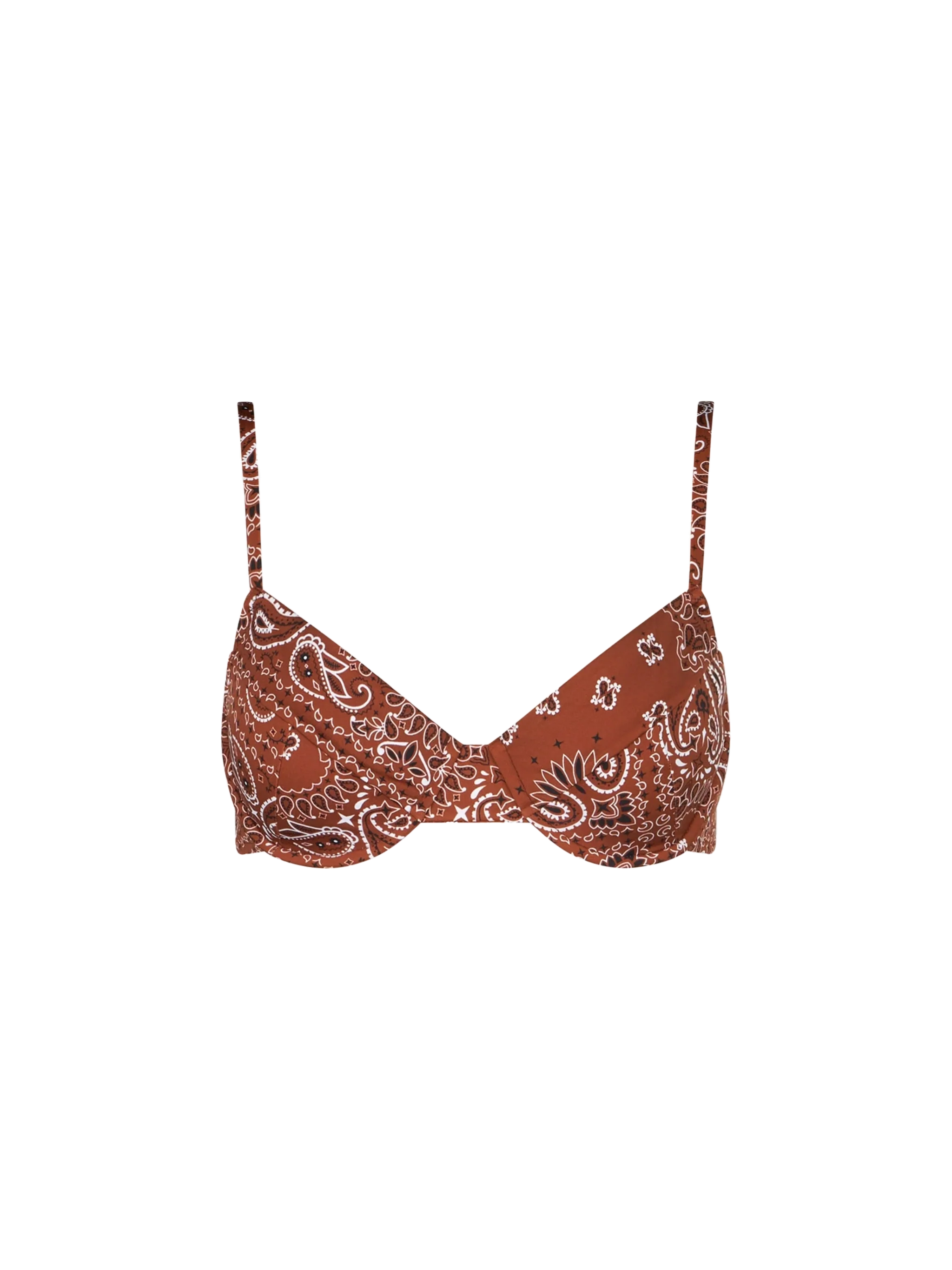 Brown Bandanna Print Underwired Bralette Top