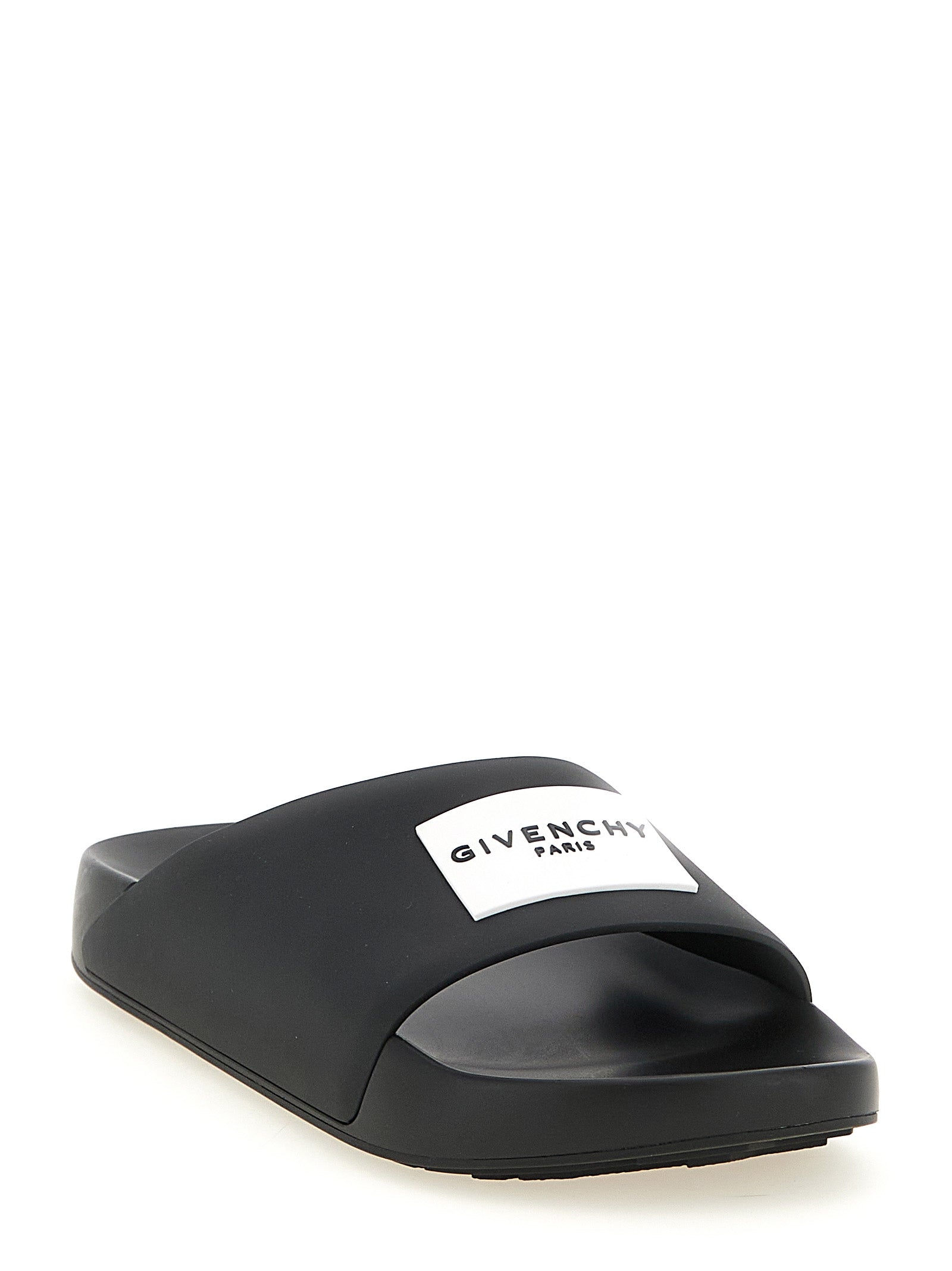 Label mules Black Polyurethane Sandal