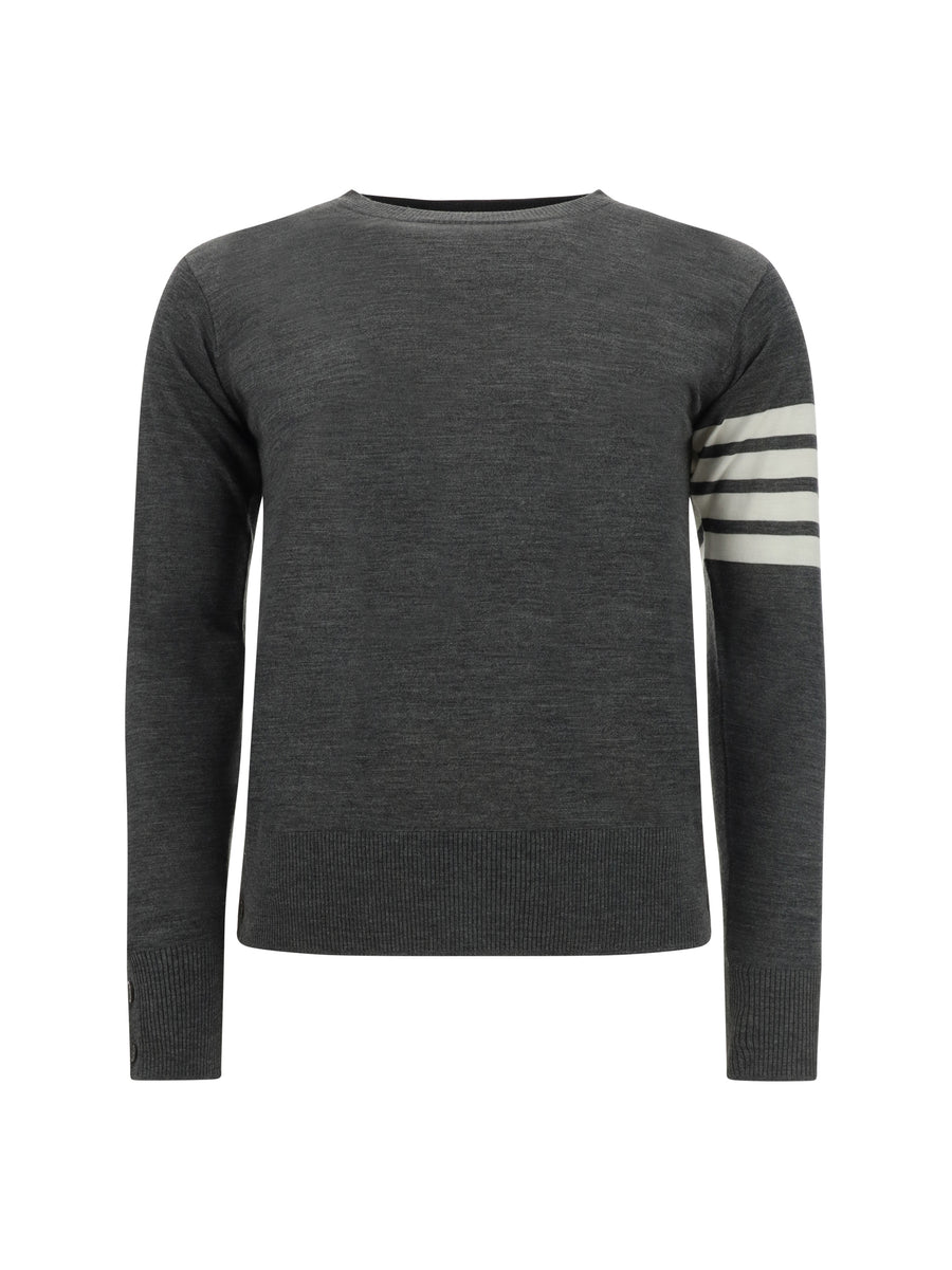Thom Browne 100% Virgin Wool Fleece (Ovis Aries) sweater in gray