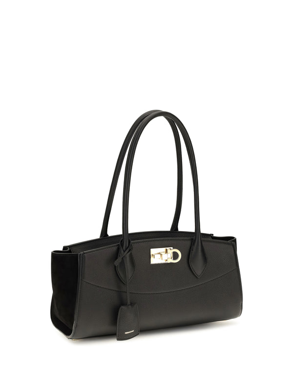 Shoulder Bag Studio Soft East West Black Calf Leather