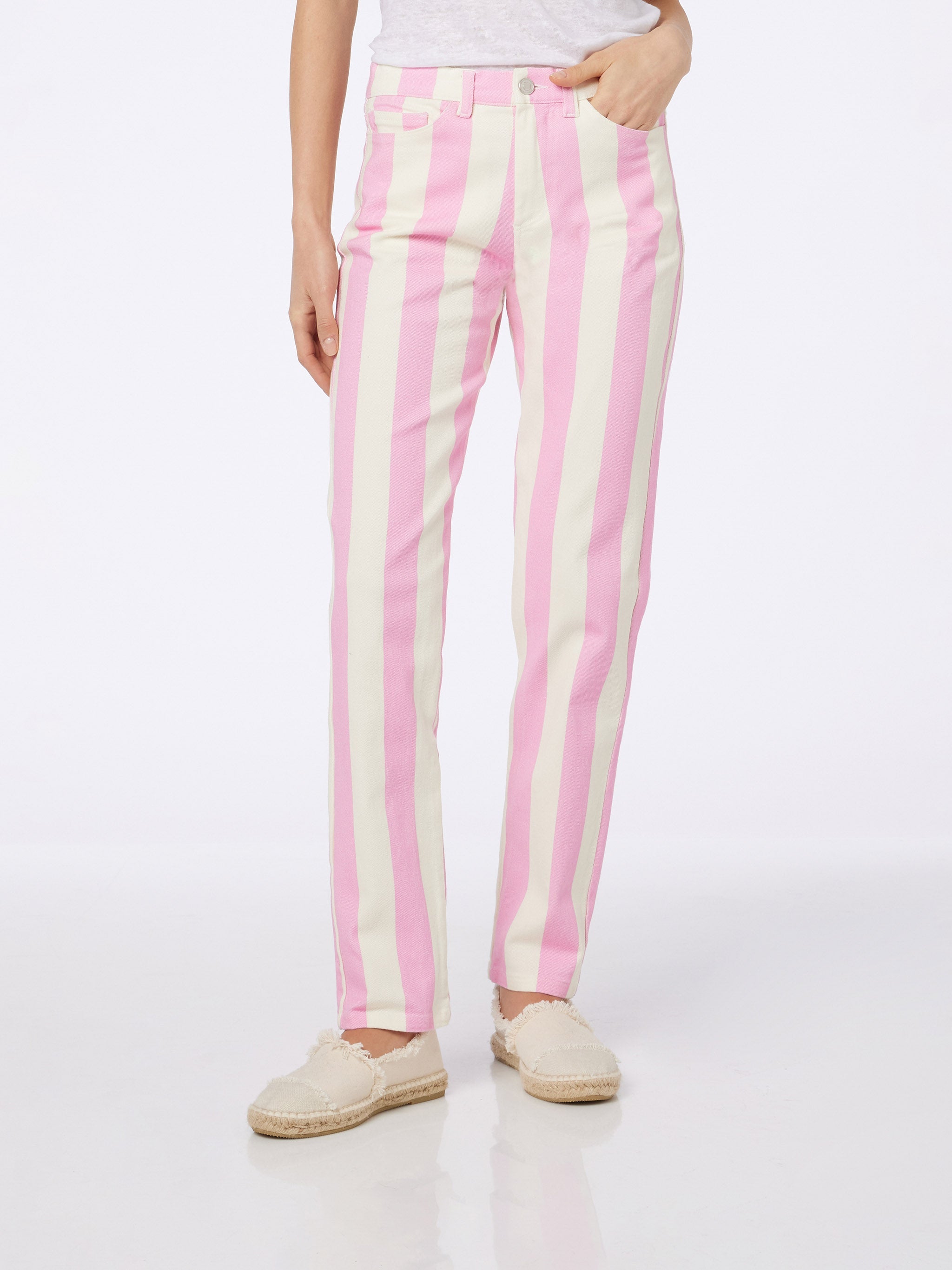 Belleville Pink Striped Denim Jeans Pant