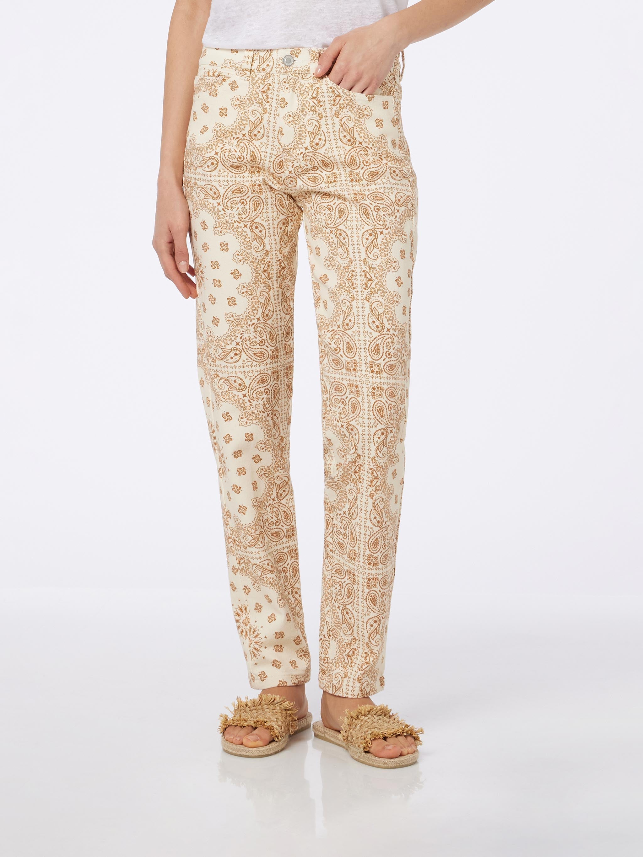 Belleville Off-White Bandana Print Denim Pants