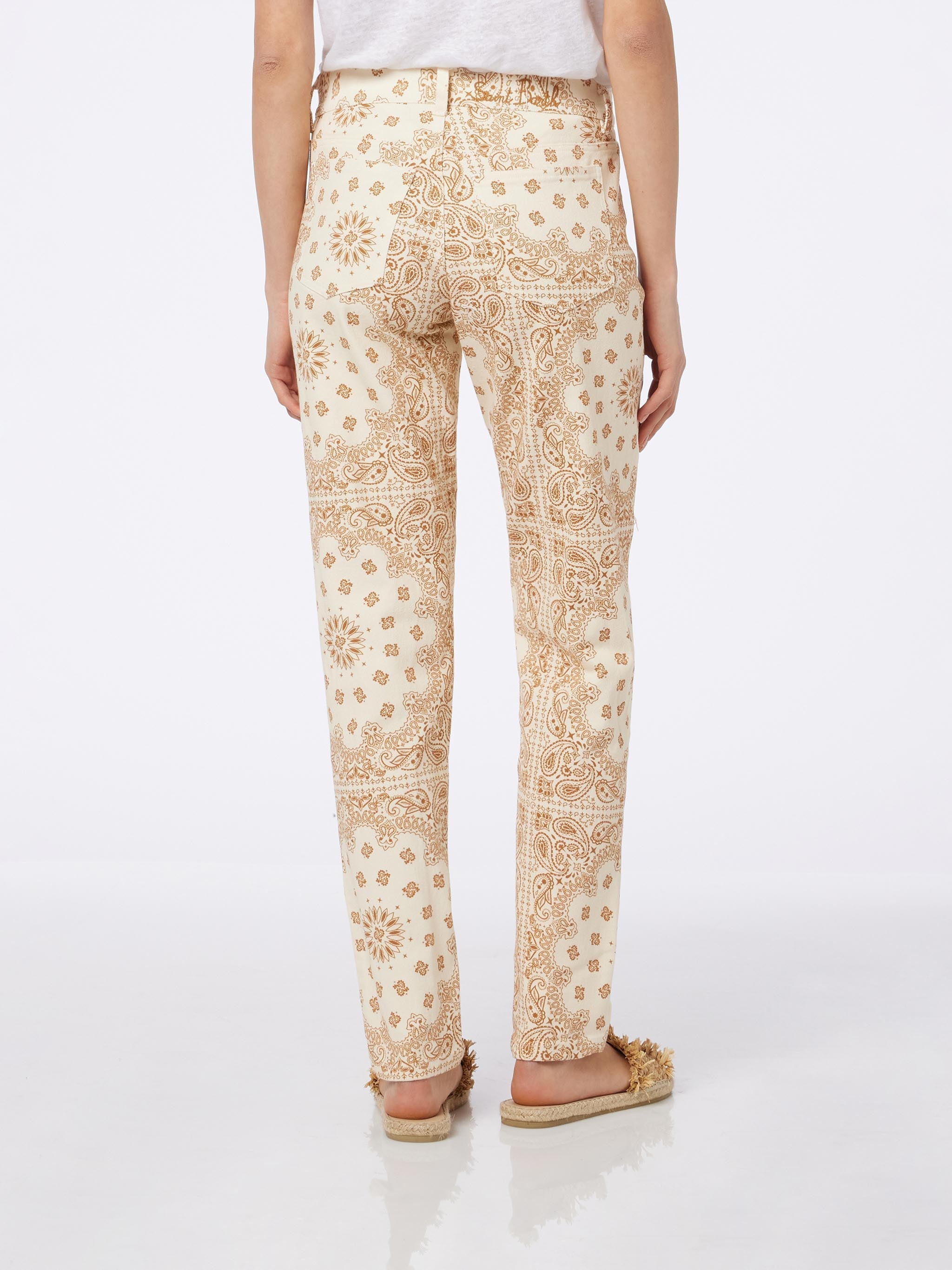 Belleville Off-White Bandana Print Denim Pants