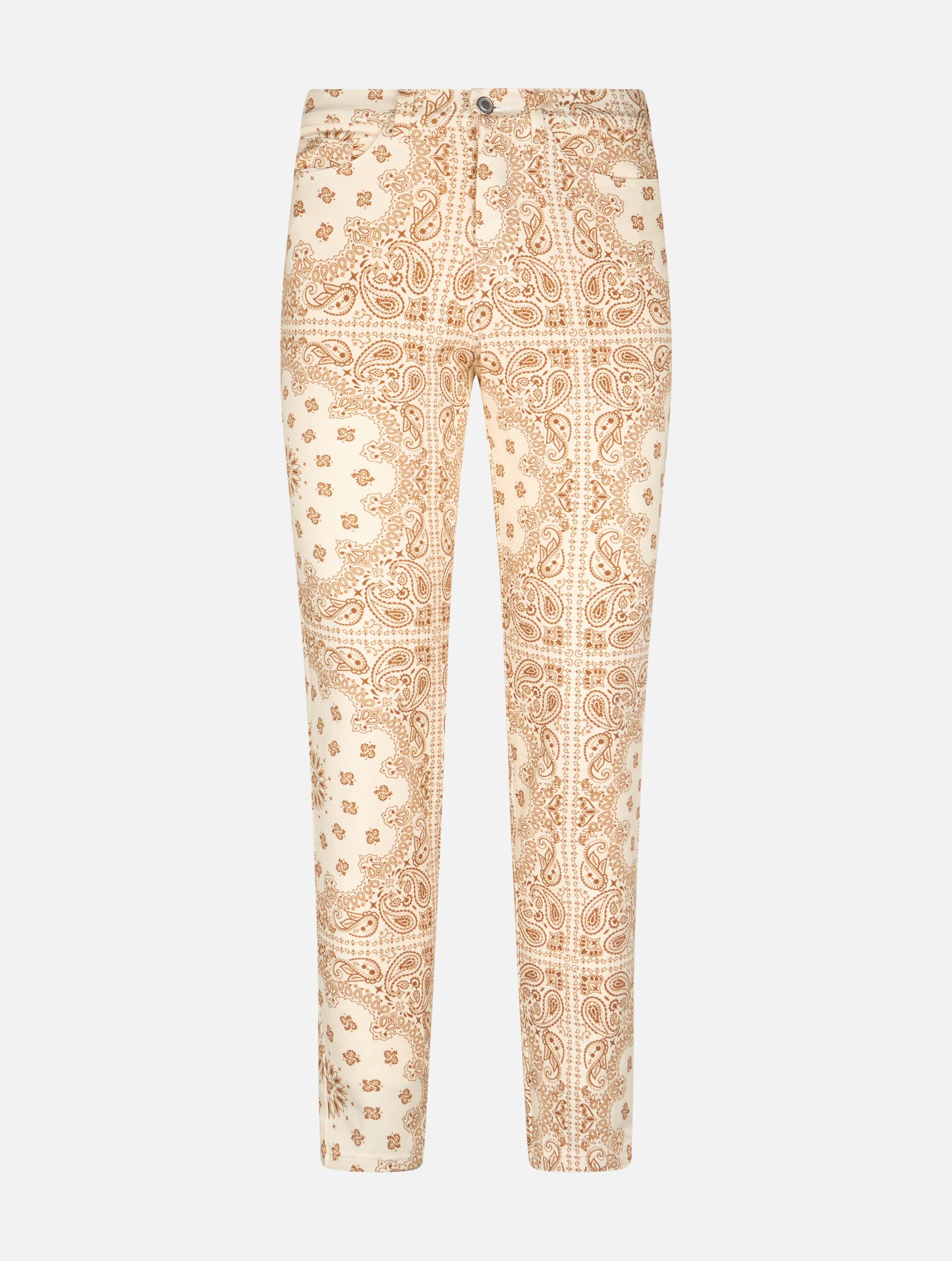 Belleville Off-White Bandana Print Denim Pants