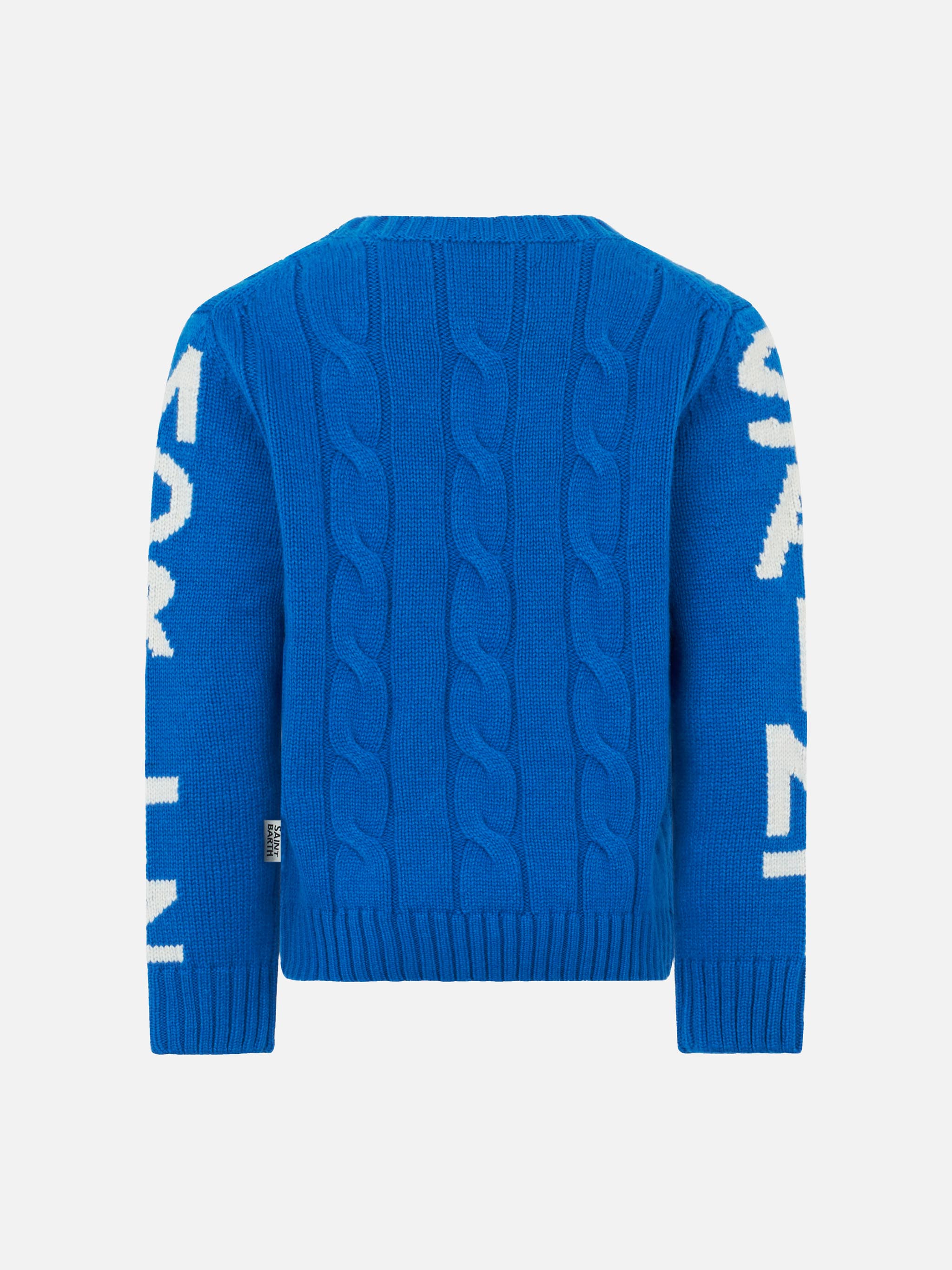 Boy Bluette Cable Knit Sweater Bergen Jr. With Saint Moritz Jacquard Sky