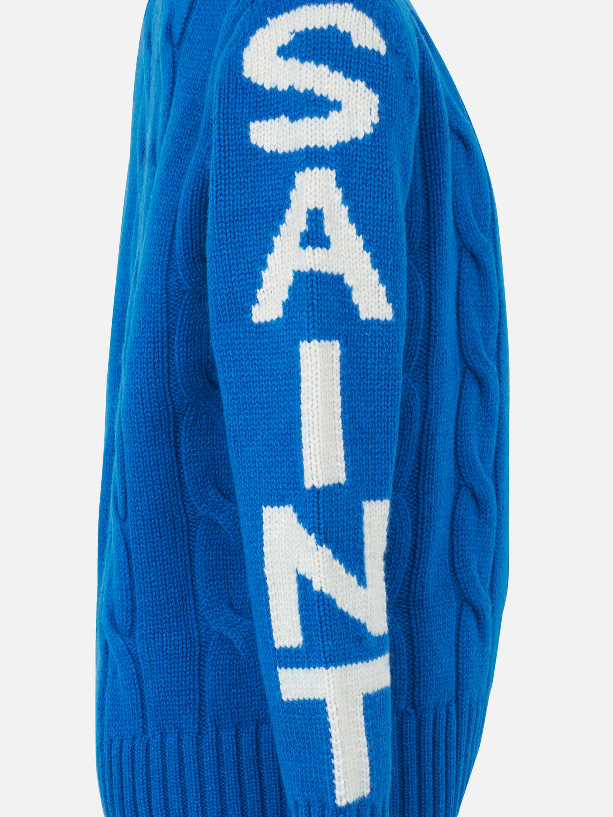 Boy Bluette Cable Knit Sweater Bergen Jr. With Saint Moritz Jacquard Sky