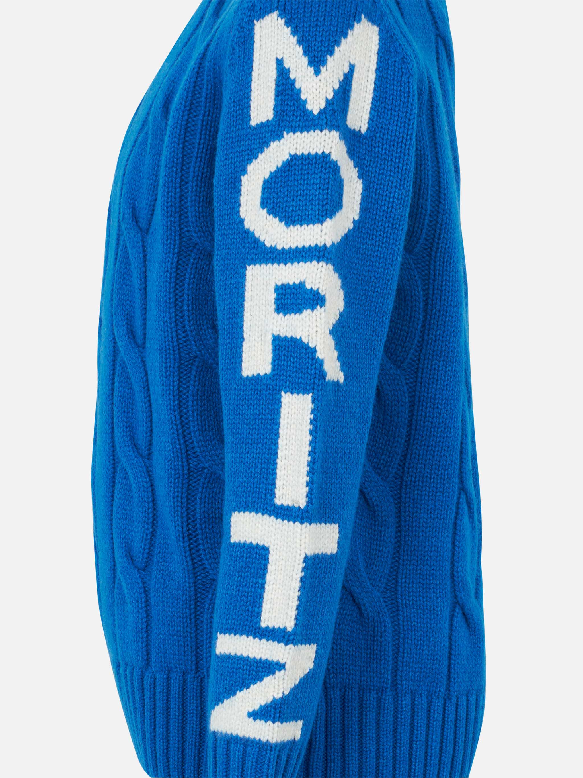 Boy Bluette Cable Knit Sweater Bergen Jr. With Saint Moritz Jacquard Sky
