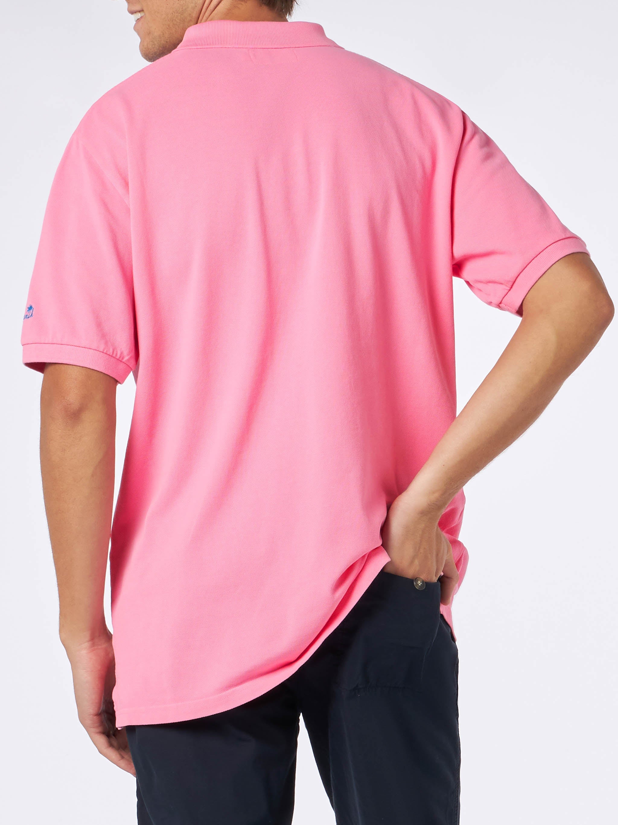 Man Pink Piquet Polo With St. Barth Logo And Vintage Effect Shirt