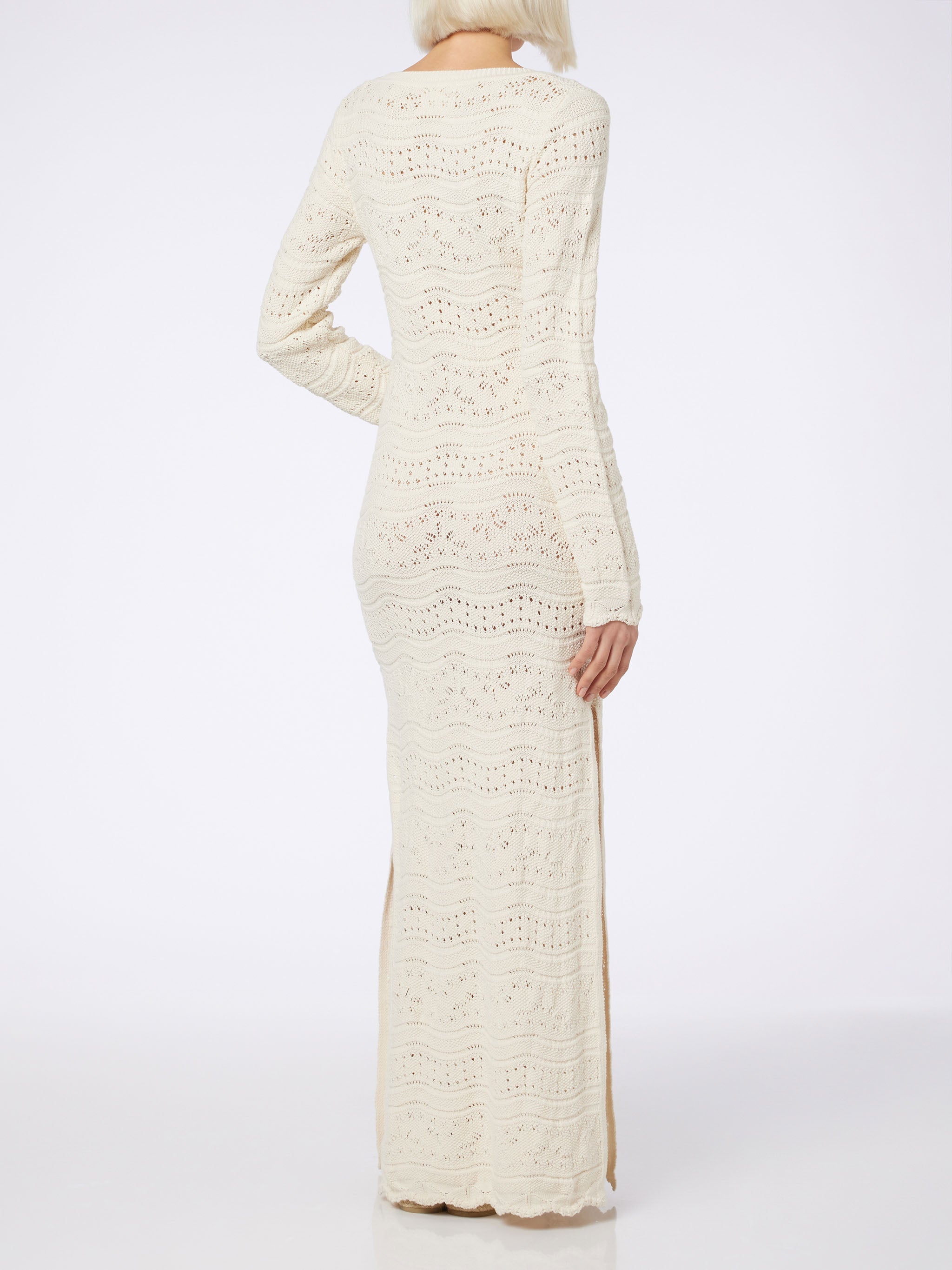 Cream Belly Knitted Midi Dress White