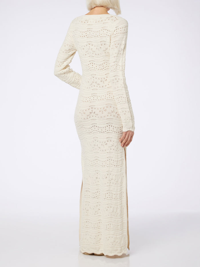 Cream Belly Knitted Midi Dress White