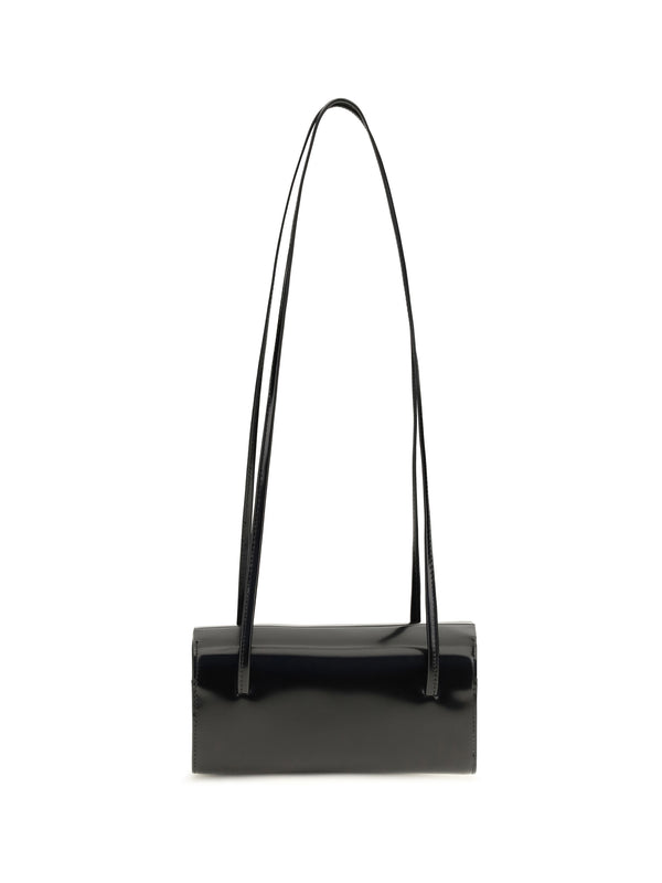 Mie Brushed Leather Shoulder Bag Noir Calf Bos Taurus