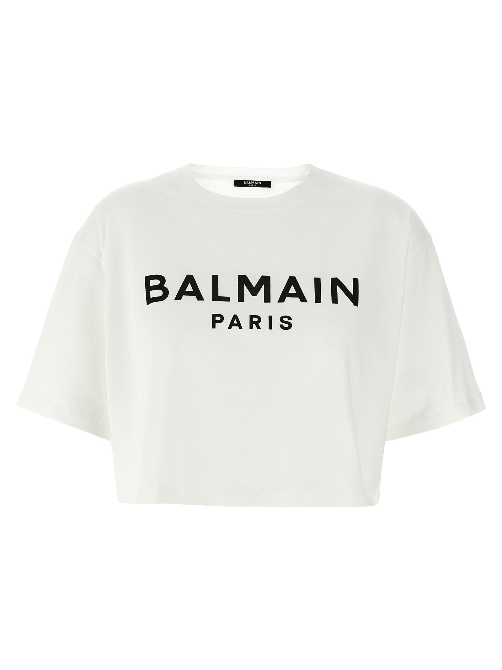 Logo crop T-shirt White/black Cotton
