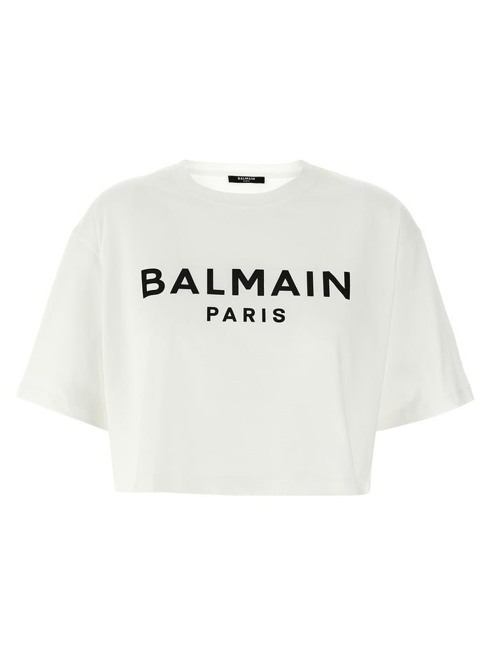 Logo crop T-shirt White/black Cotton