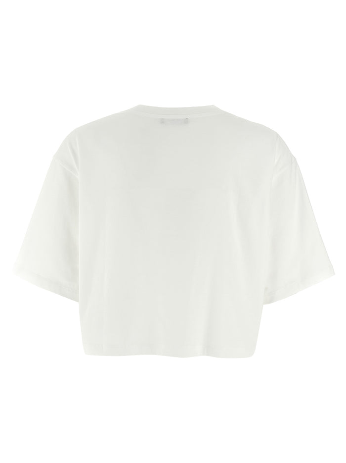 Logo crop T-shirt White/black Cotton