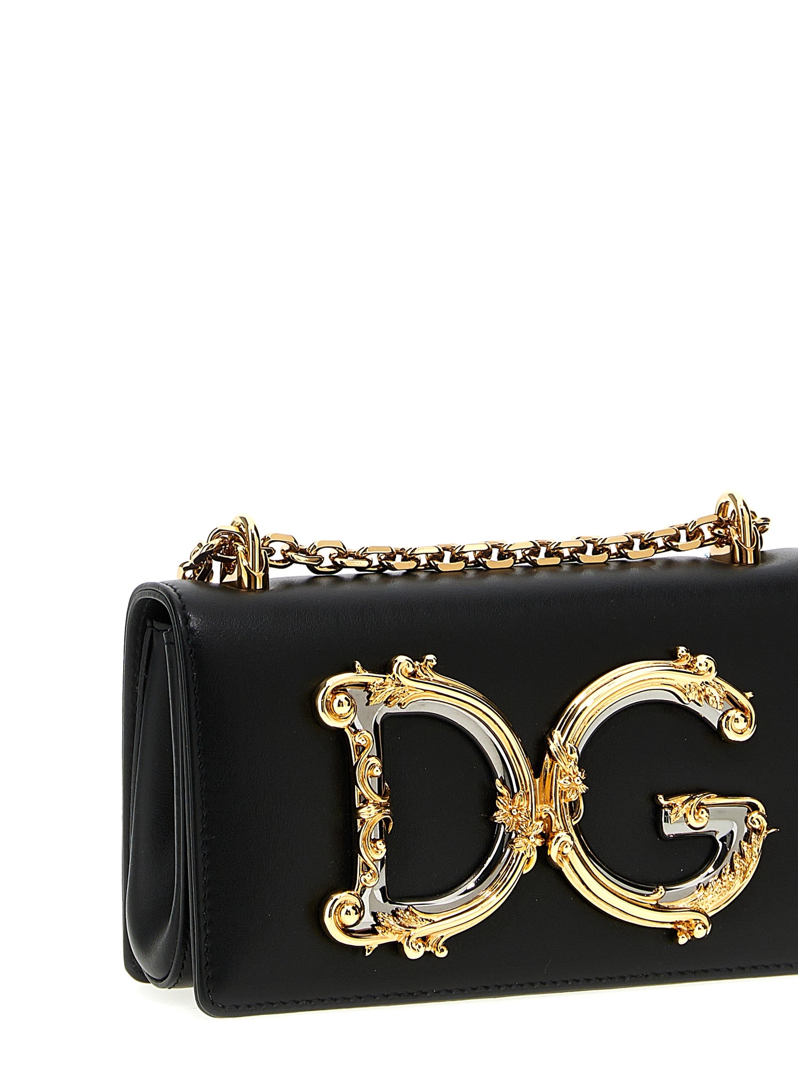 Dg Girl Mini Crossbody Bag Black Calf Leather (bos Taurus)