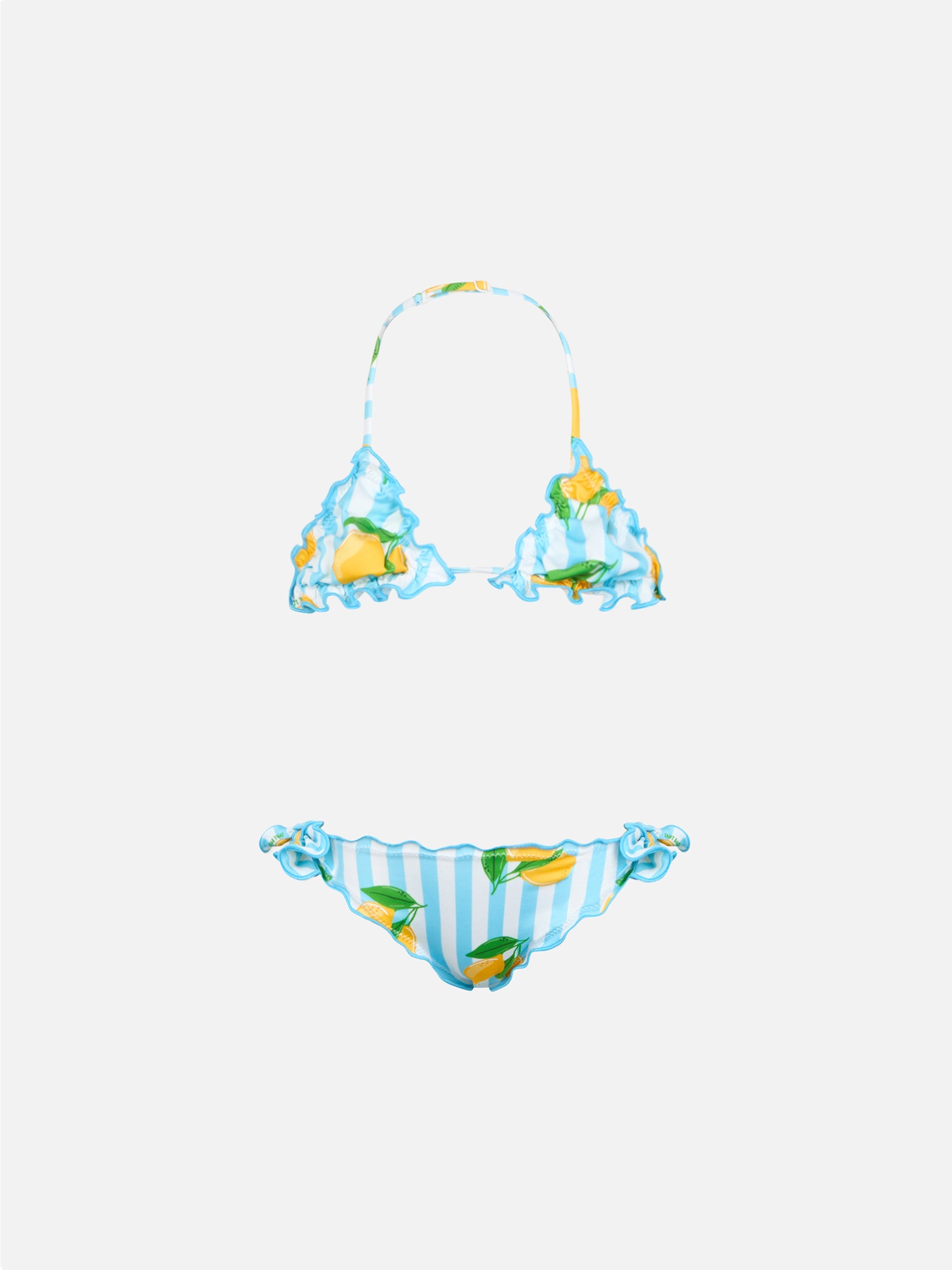 Girl Classic Triangle Bikini Cris With Lemon Print Sky