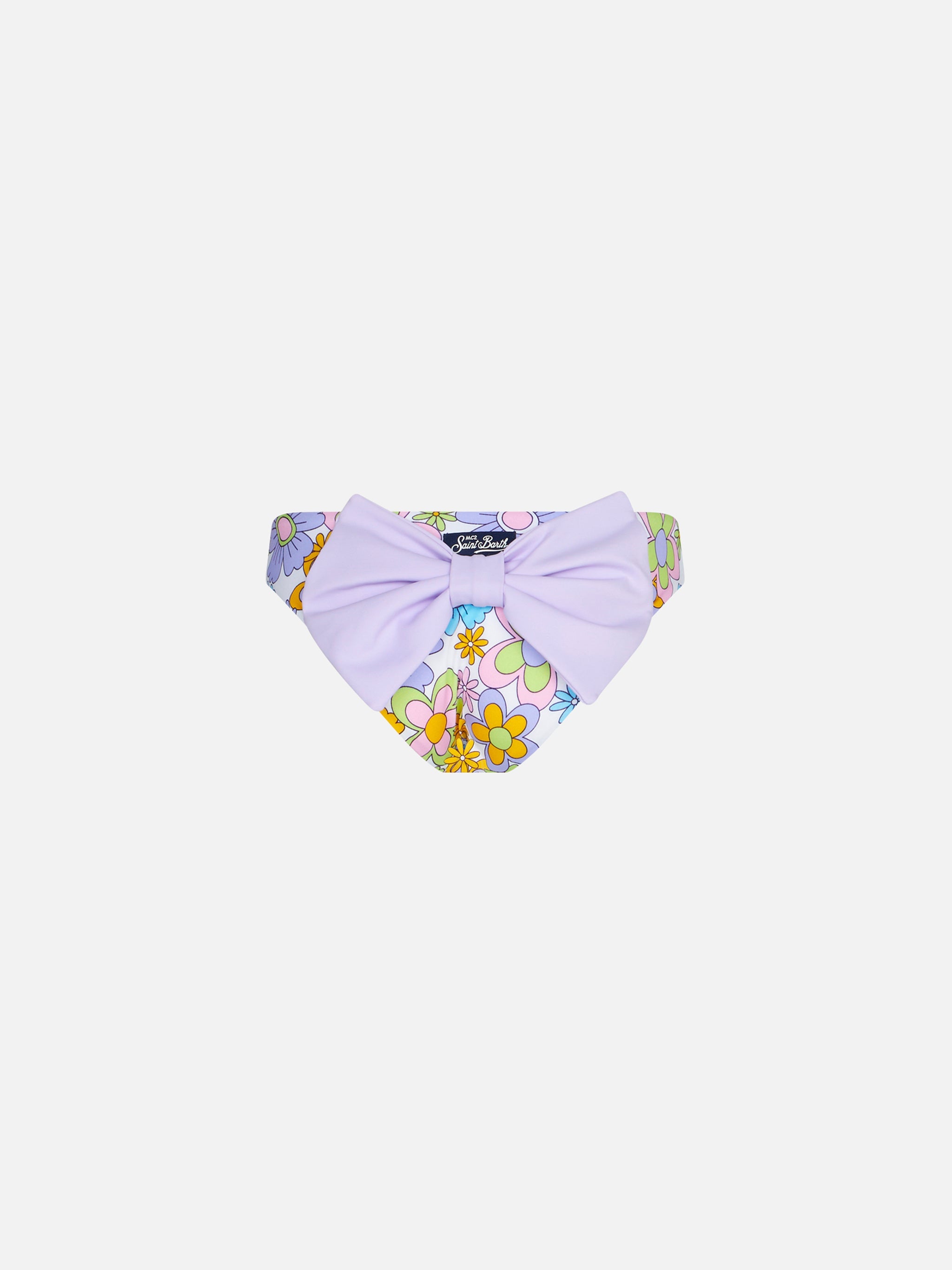 Girl Swim Briefs With Flower Print Bottom
