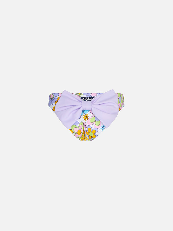 Girl Swim Briefs With Flower Print Bottom