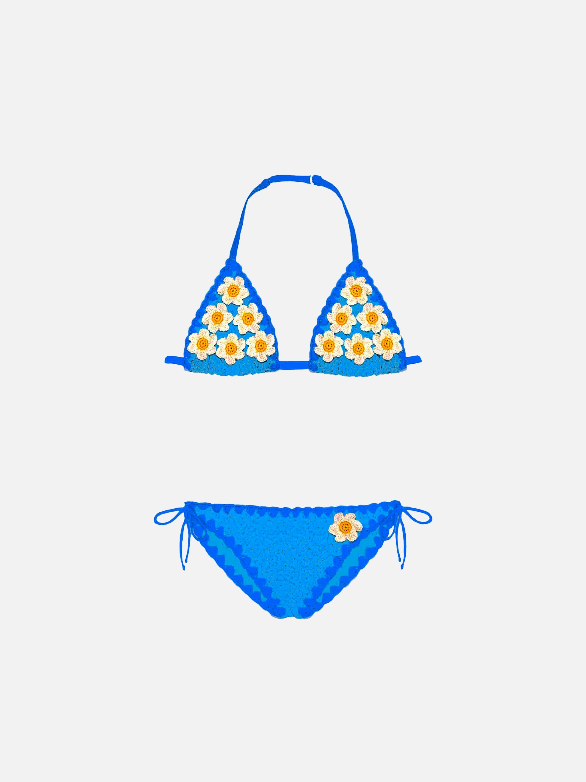 Girl Bikini With Embroidery Blue