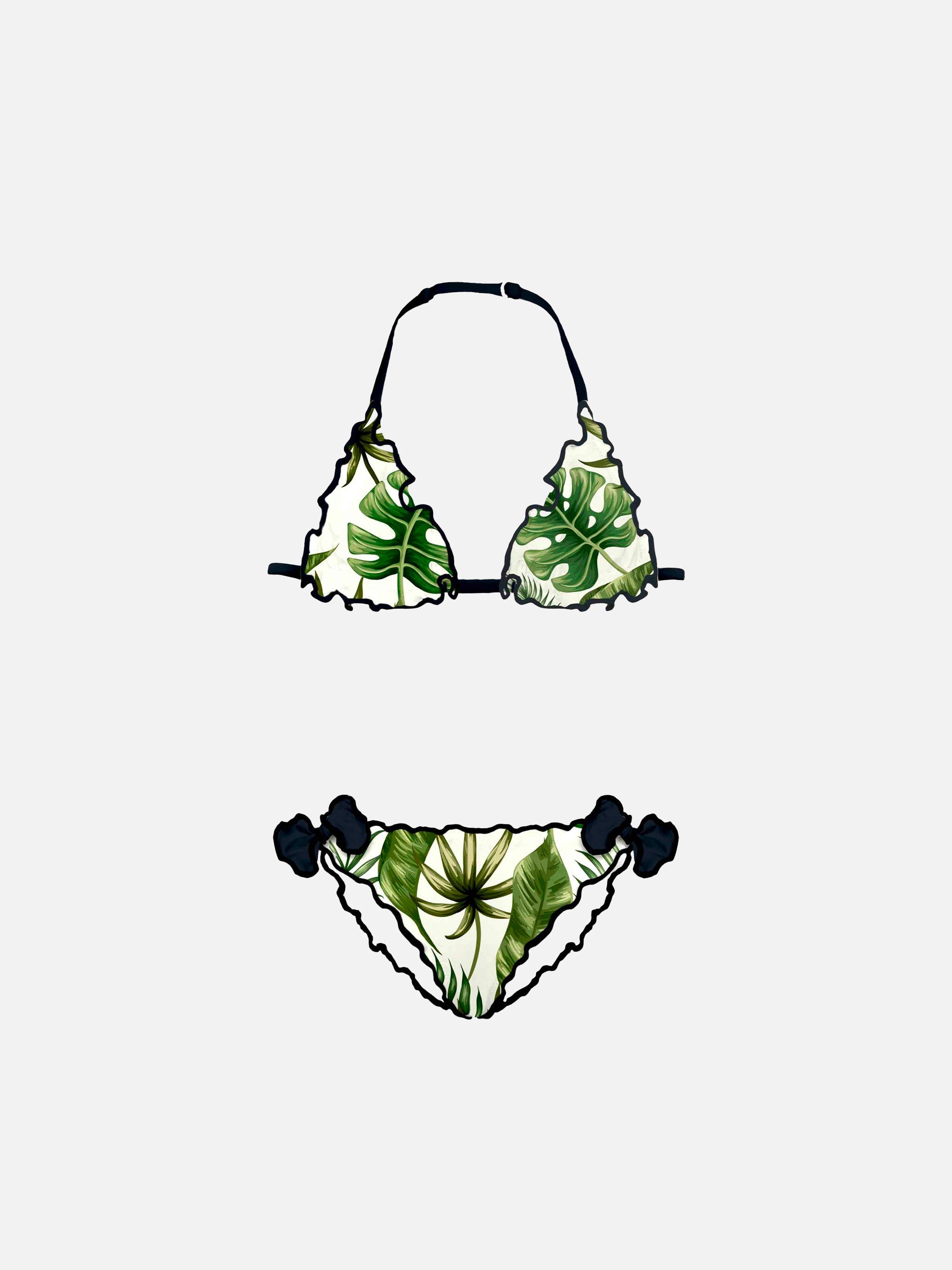 Tropical Print Girl Bikini White