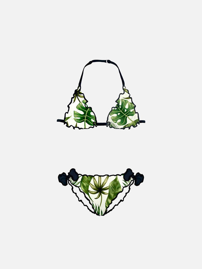 Tropical Print Girl Bikini White