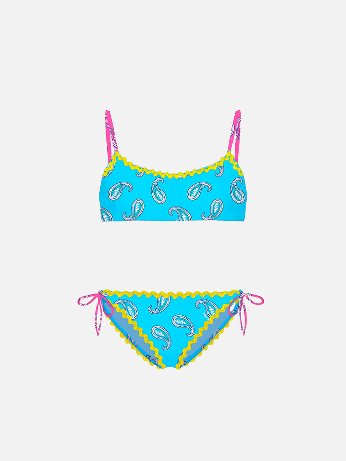 Girl Bralette Bikini With Paisley Print __single__