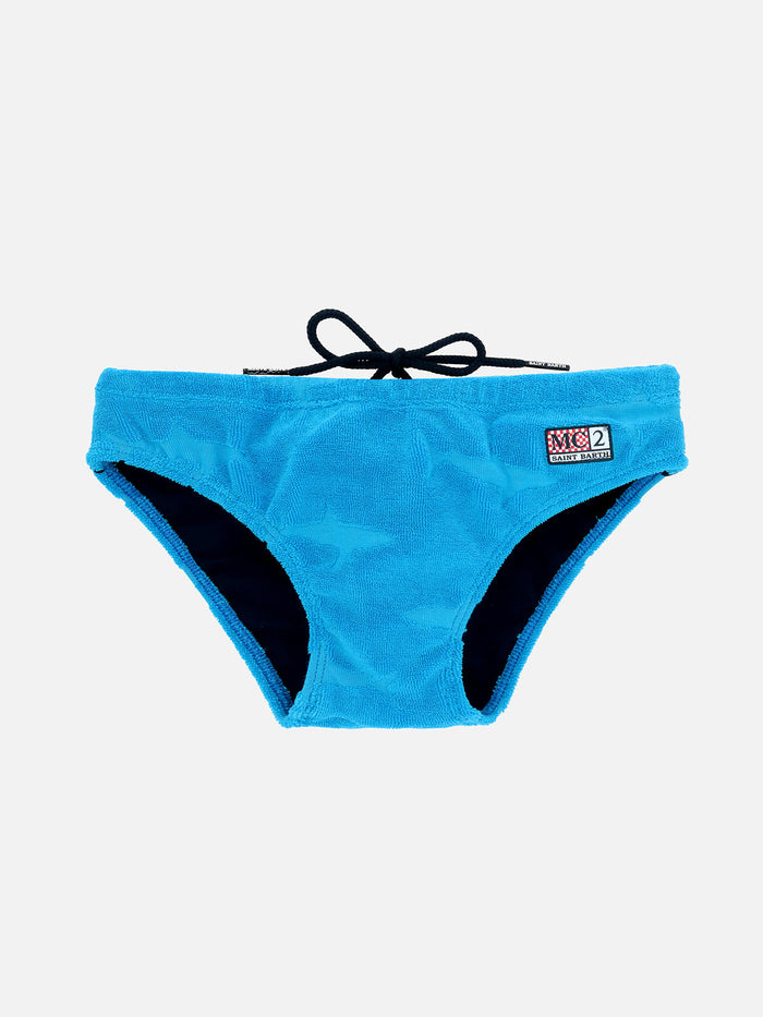 Boy Terry Swim Briefs Billy With Sharks Embossed Print __single__ Brief / Slip