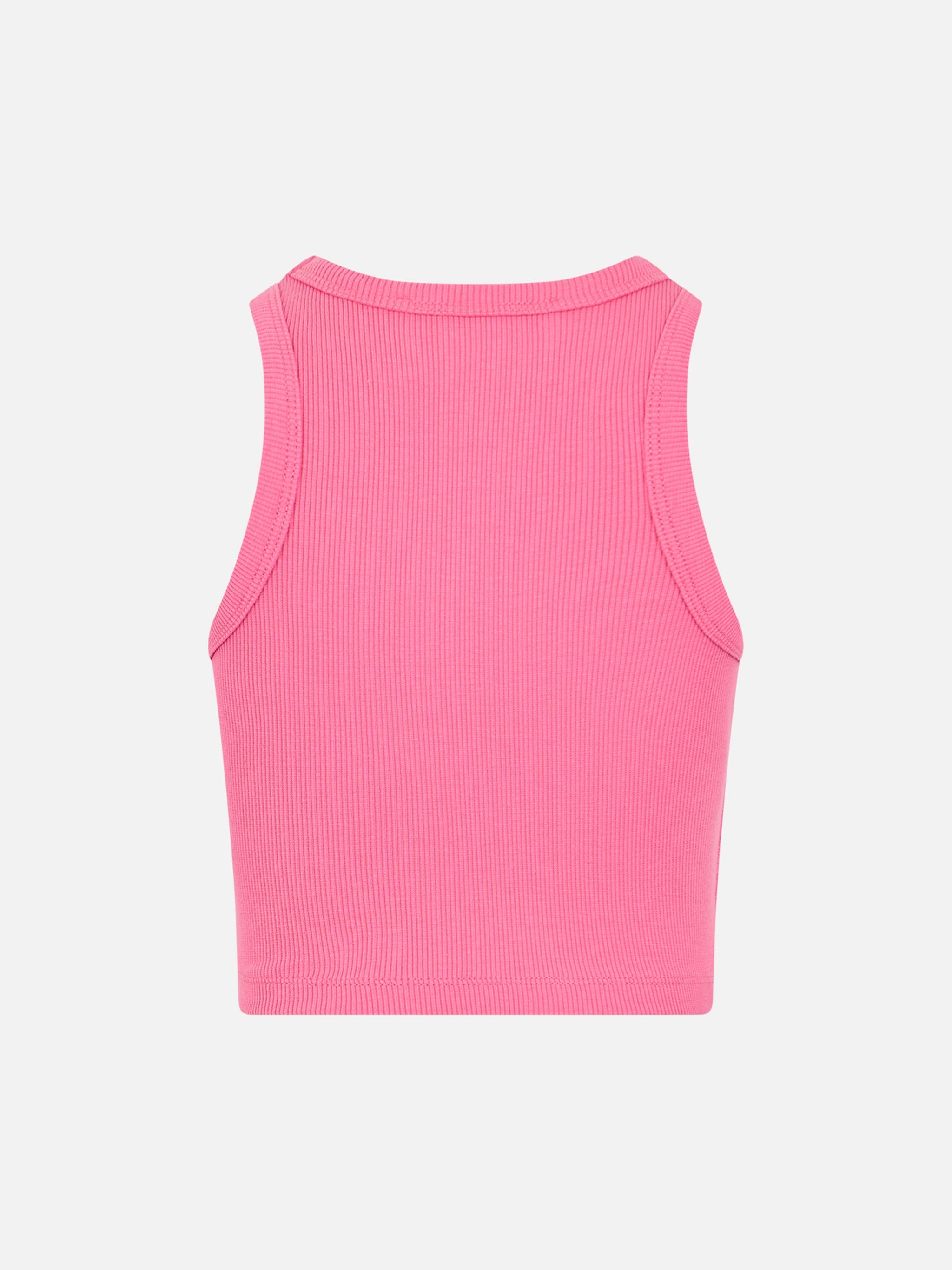 Girl Fuchsia Rib-Knit Cotton Crop Tank Pink Top_apparel