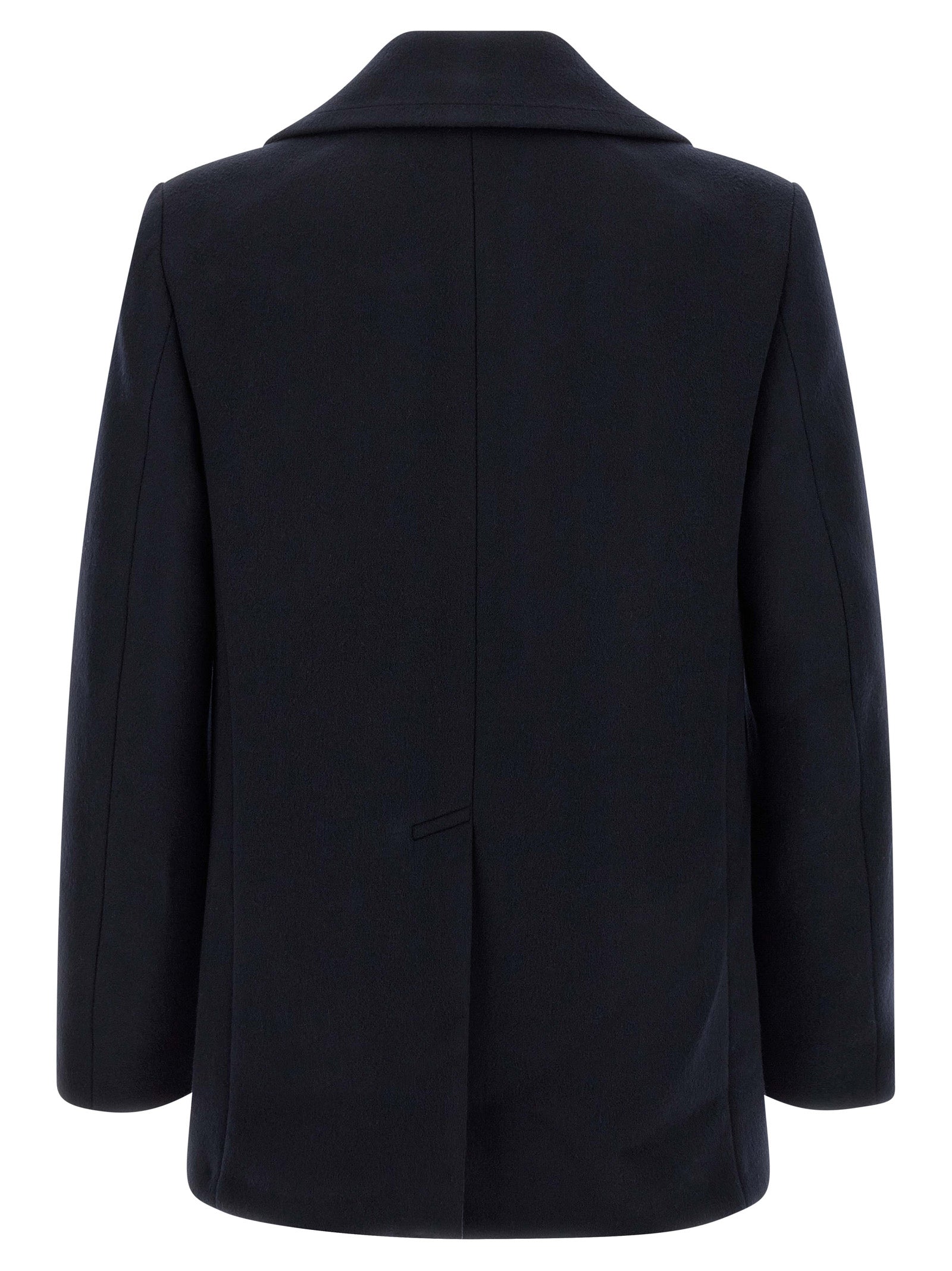 Double-Breasted Caban Blue Wool Coats, Trench Coats