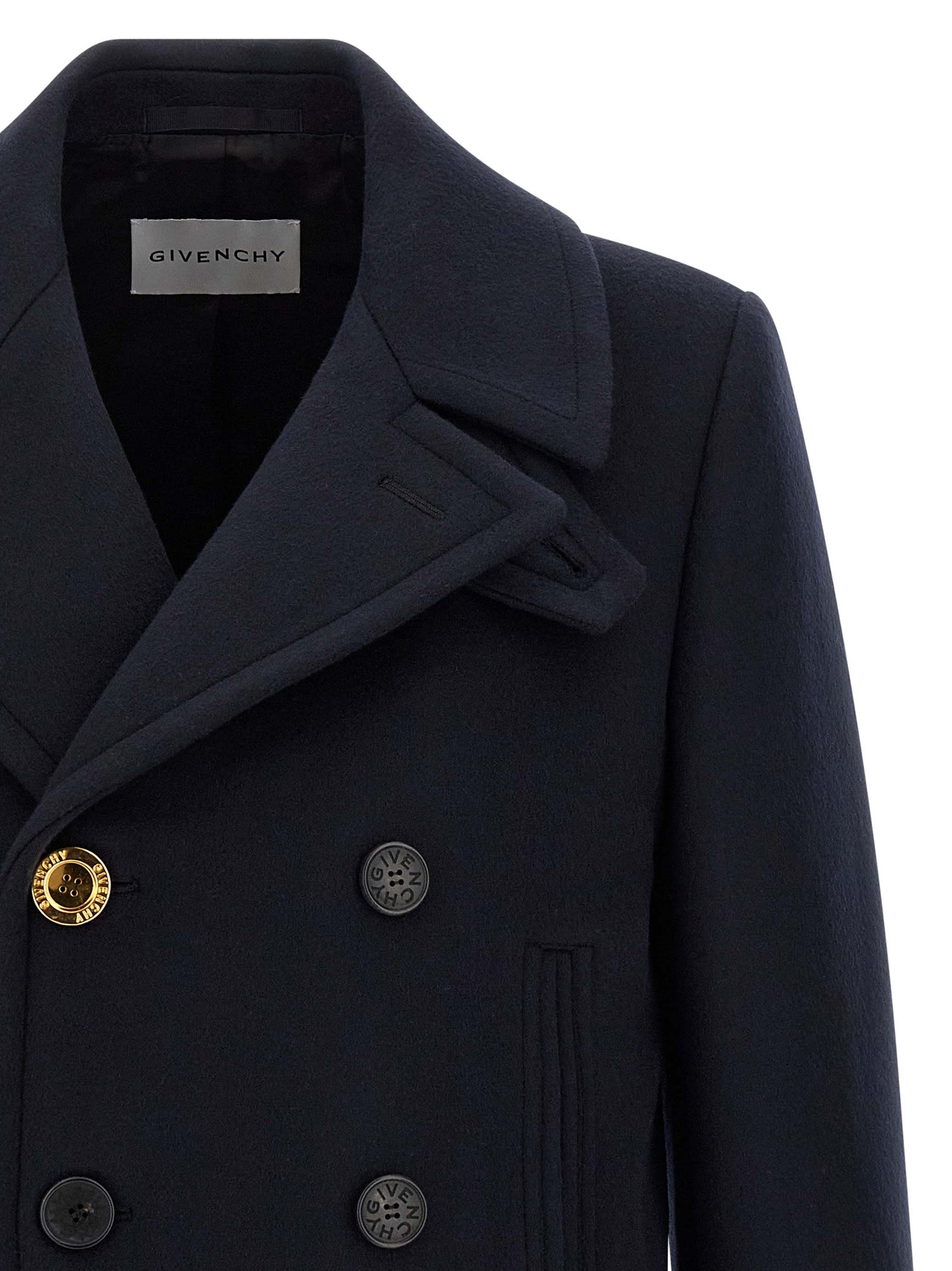 Double-Breasted Caban Blue Wool Coats, Trench Coats