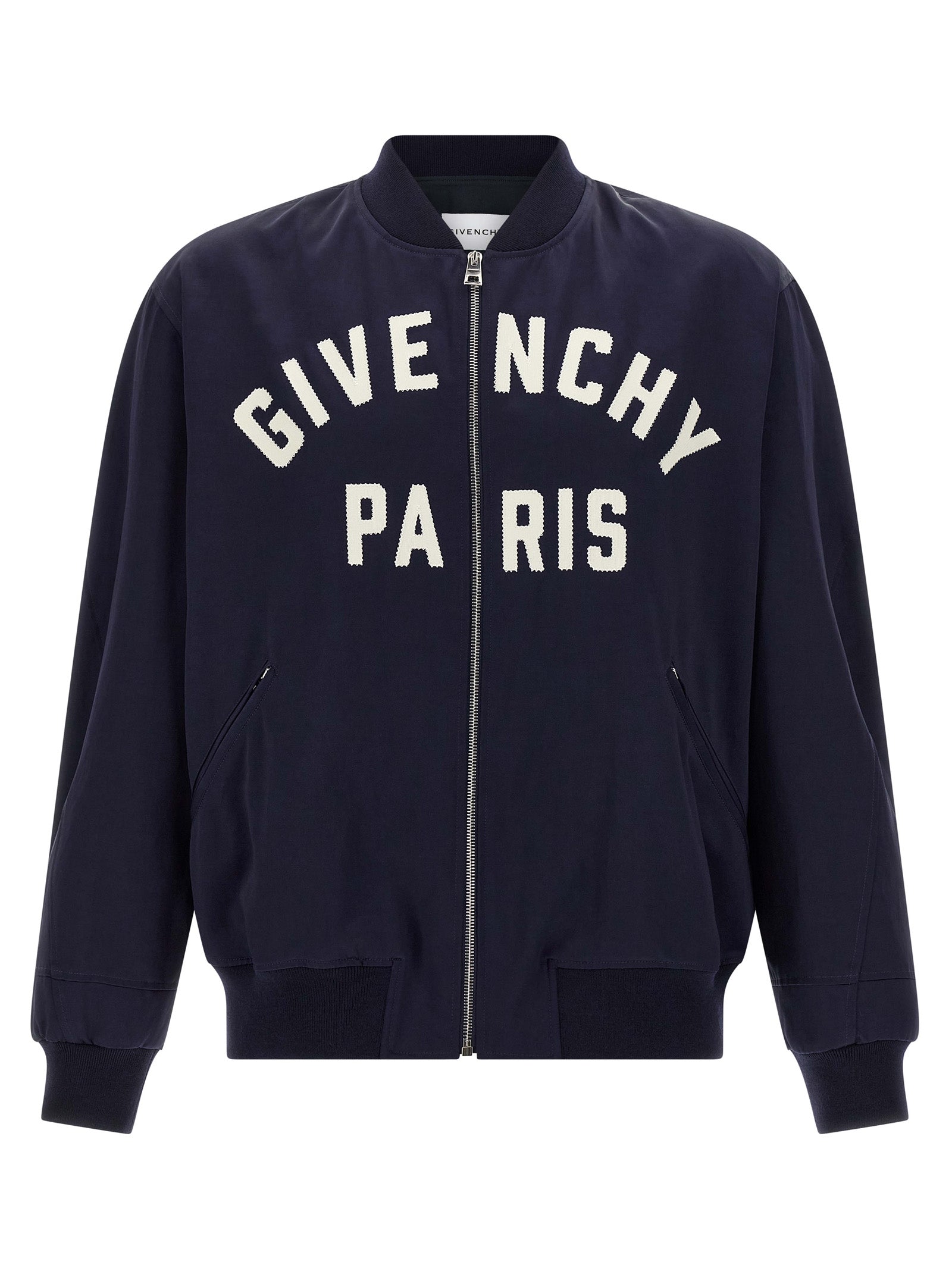 Logo bomber jacket Blue Cotton Down Jacket, Parka, Casual