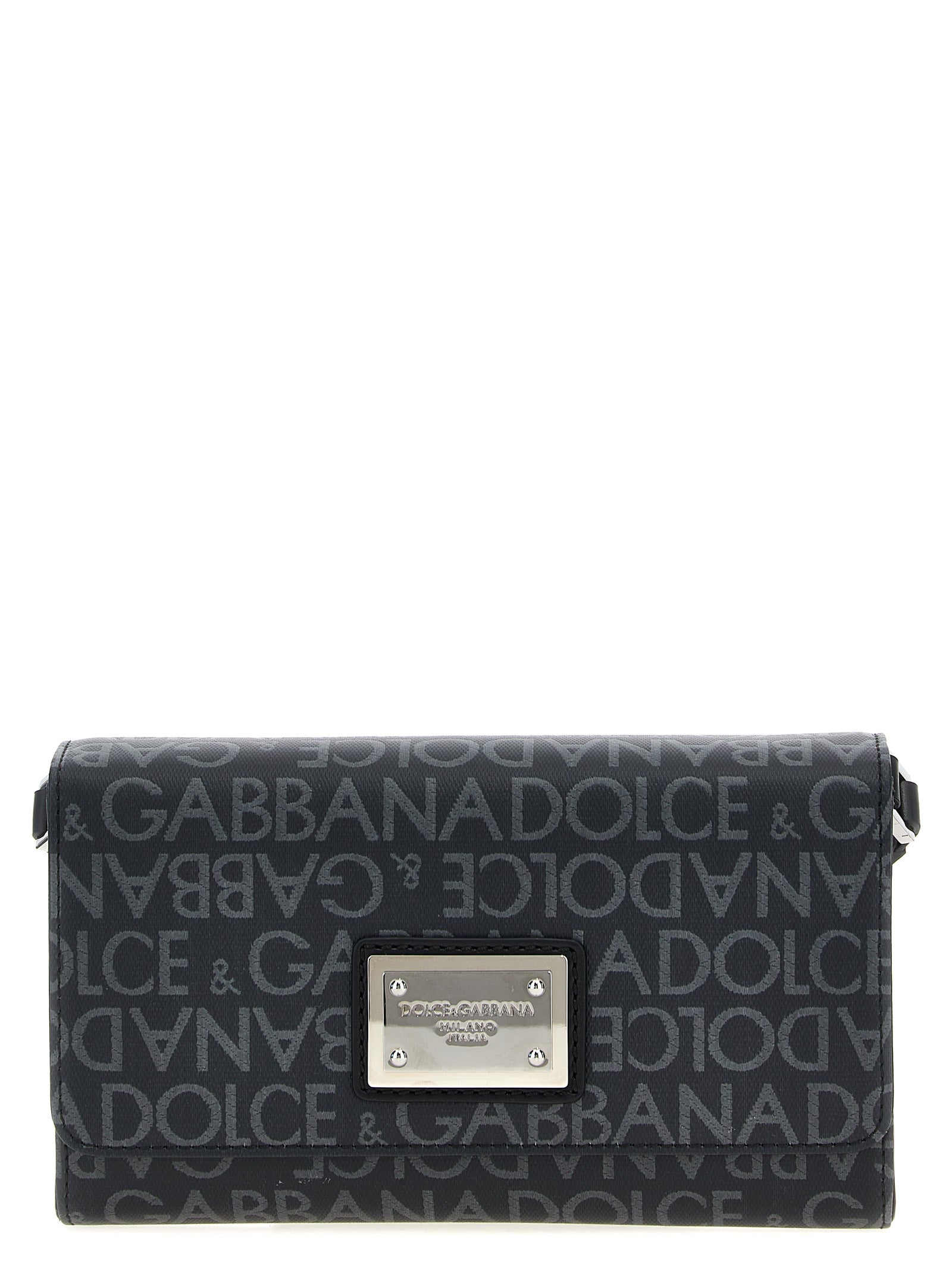 Coated jacquard crossbody bag Black