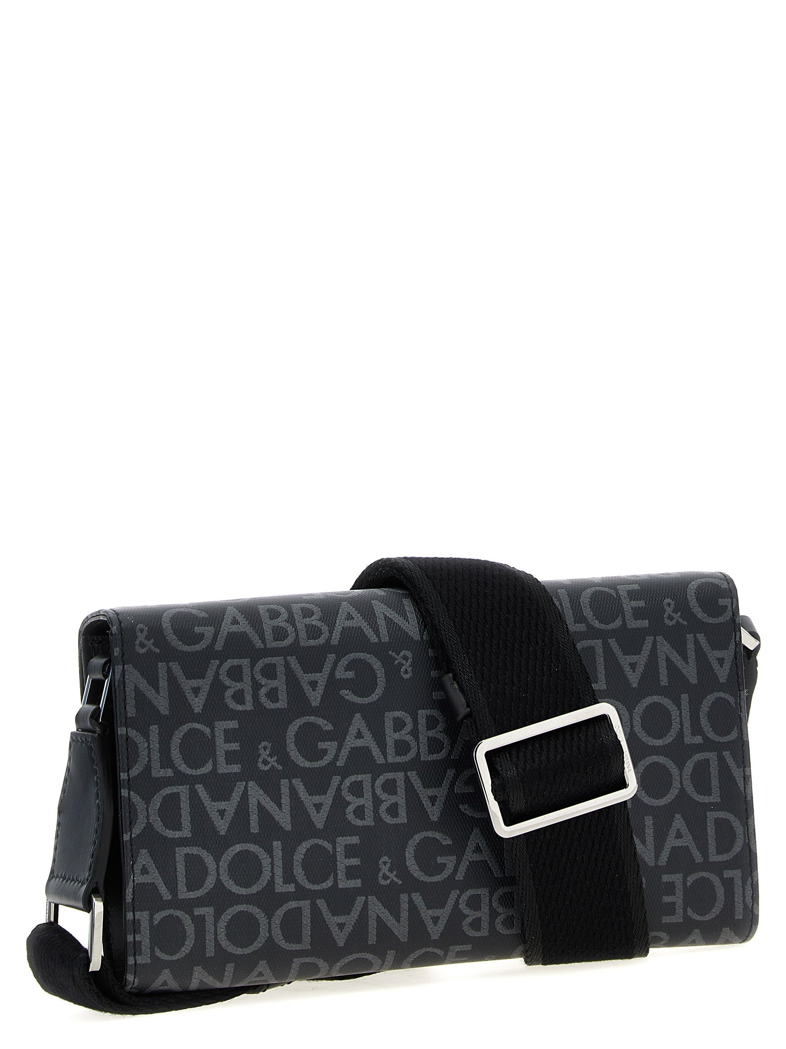 Coated jacquard crossbody bag Black