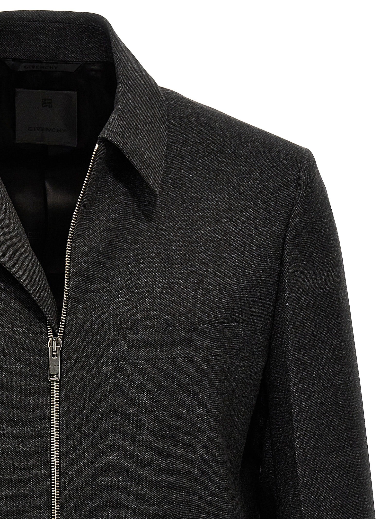 Structured blouson Gray Virgin Wool Down Jacket, Parka, Casual Jackets