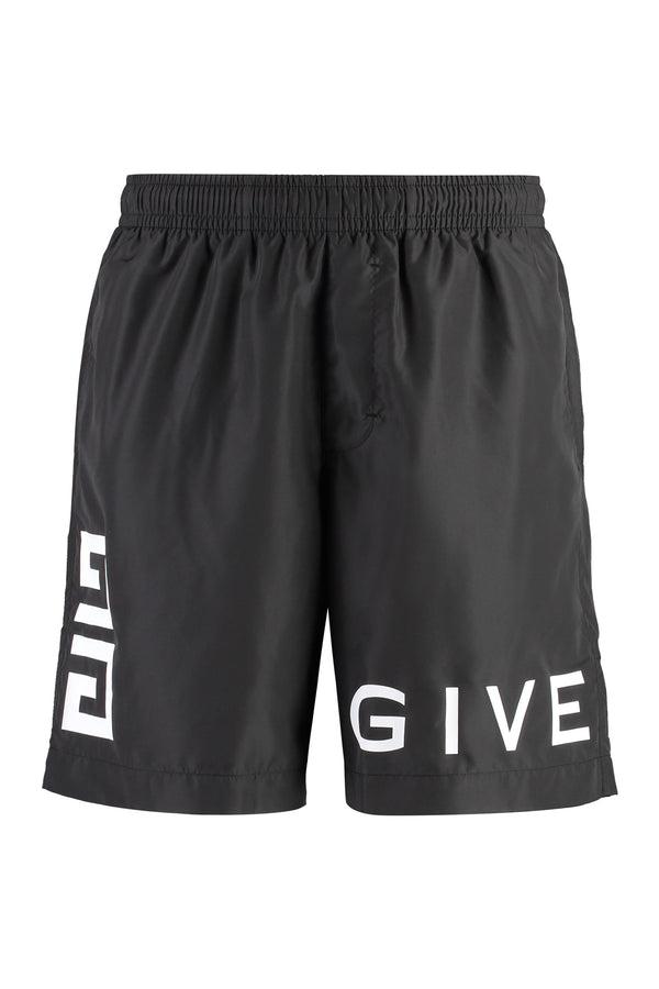 Black Polyester Swim Shorts Beachwear