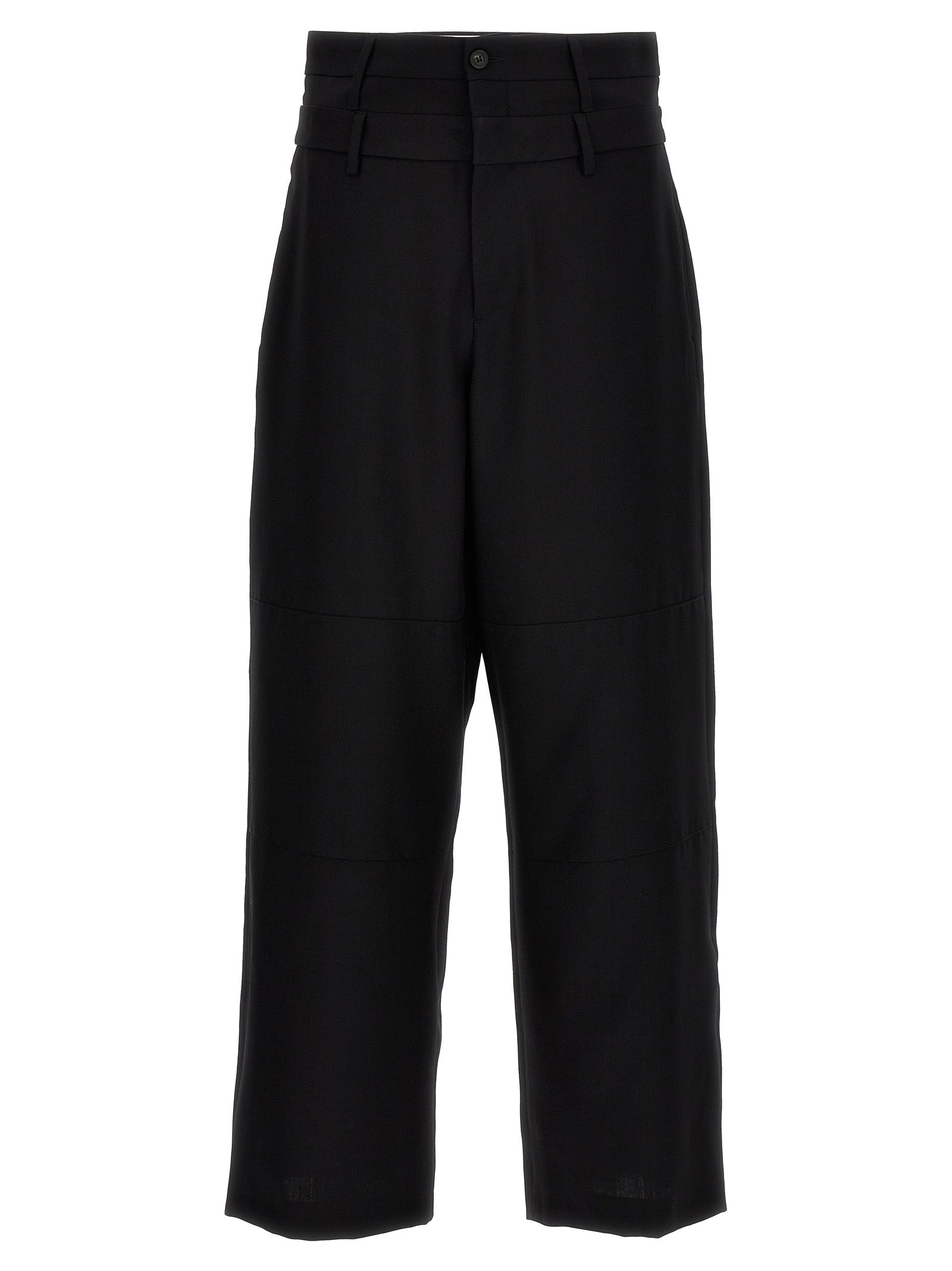 Double Belted pants Black Virgin Wool