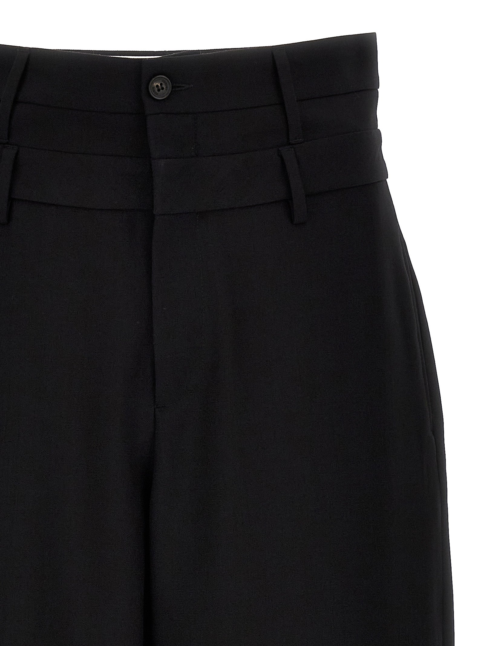 Double Belted pants Black Virgin Wool
