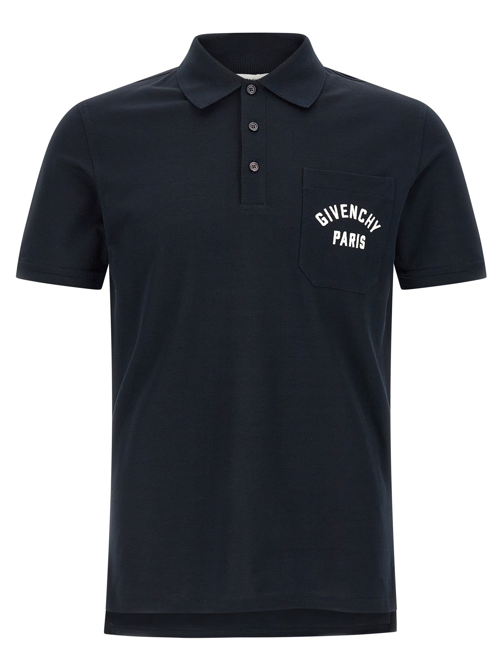 Pocket embroidery polo shirt Blue Cotton
