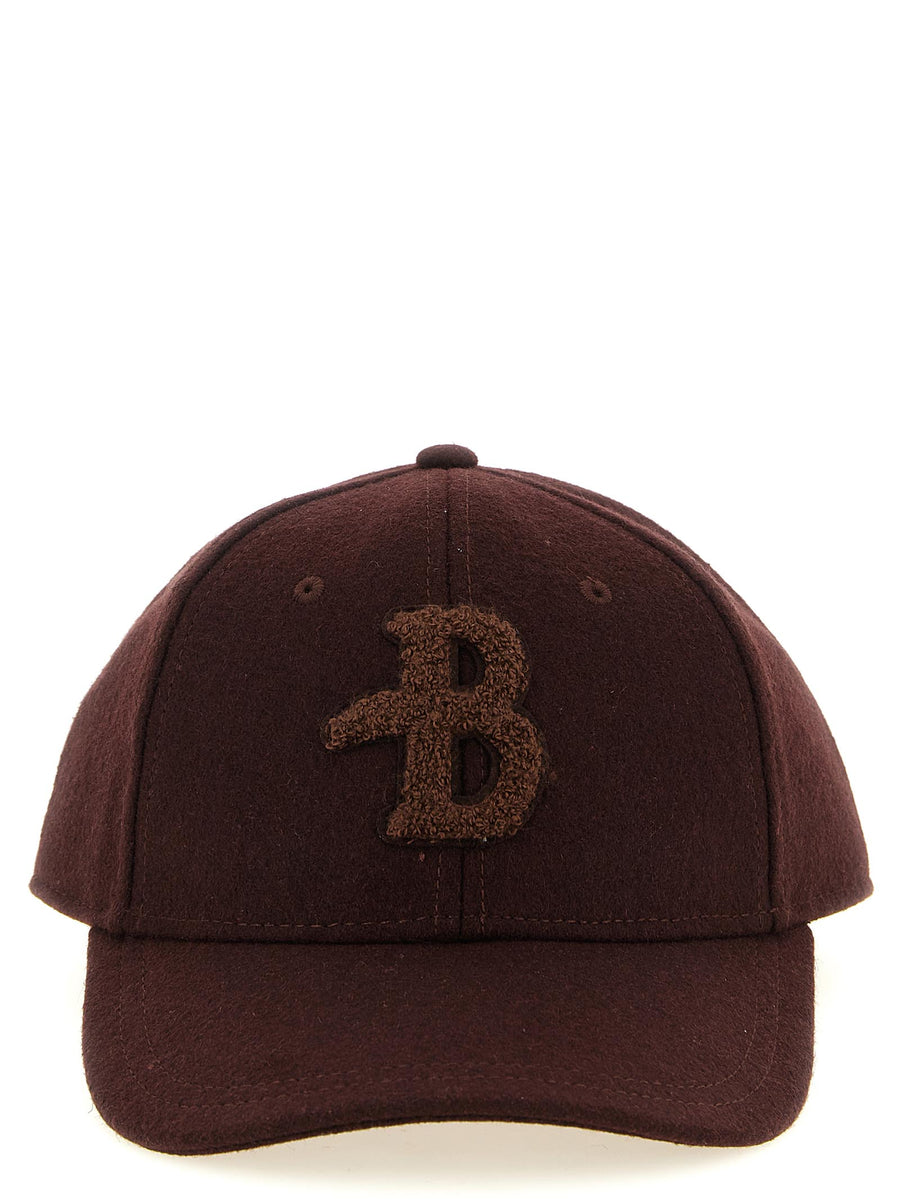 Ballantyne Monogram Bouclé Patch Baseball Cap — Burgundy