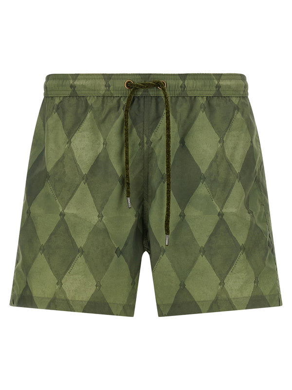 Ballantyne Diamond-Patterned Technical Fabric Swim Shorts — Olive