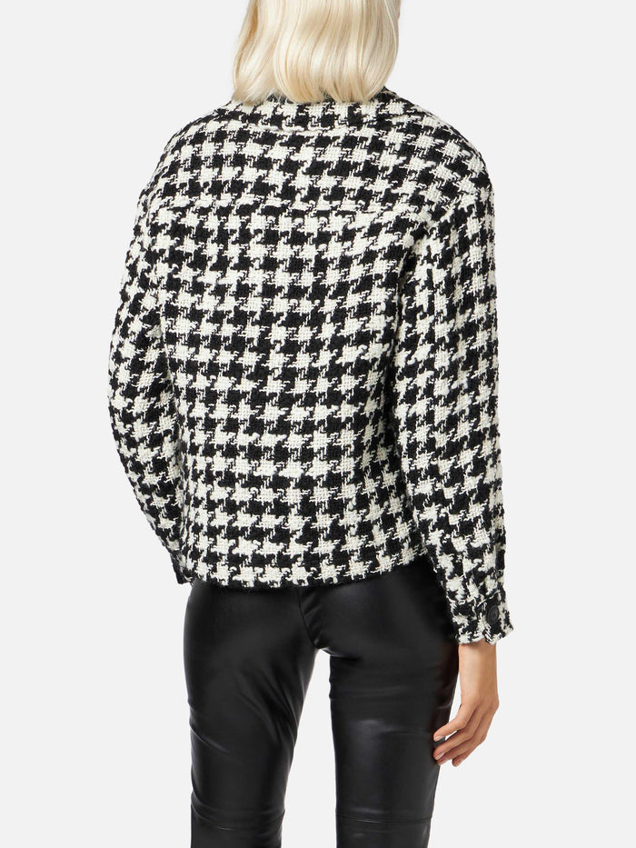 Pied De Poule Bonnibell Cropped Overshirt Black Jacket