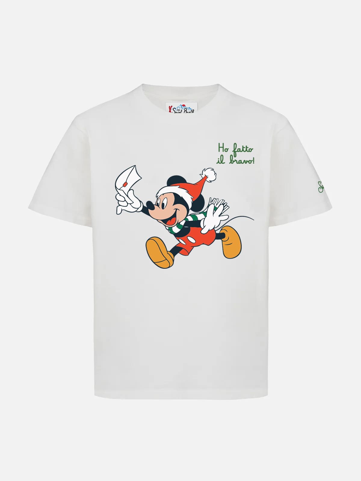 Heavy Cotton T-Shirt Cameron With Mickey Mouse Print And Embroidery | Disney Special Edition White